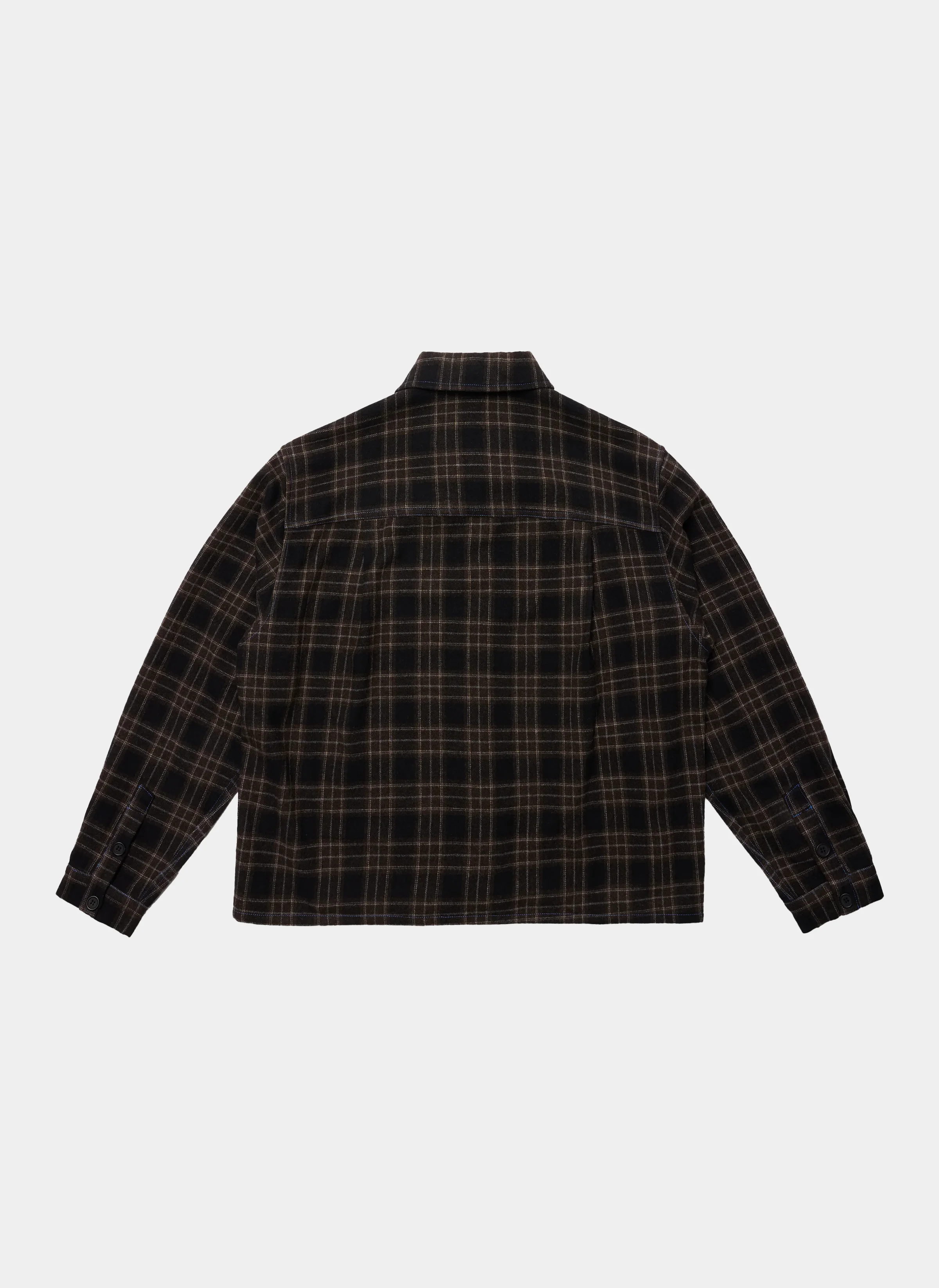 Овершот Contrast-Stitch Flannel Shirt Brown