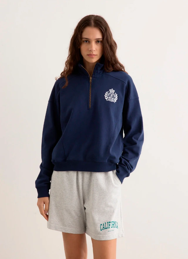 Свитшот H&W Crest Embroidered Quarter Zip Dark Navy