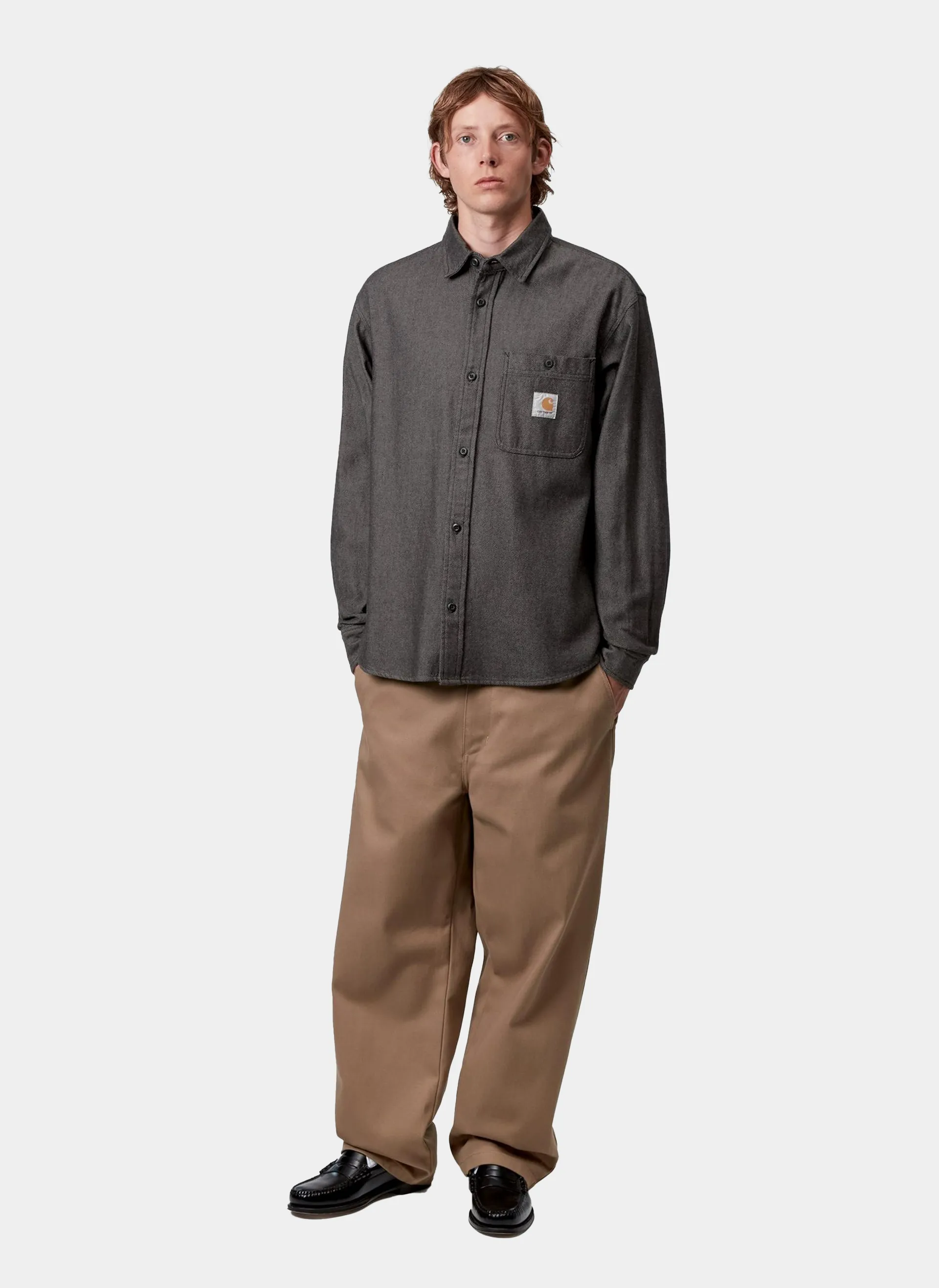 Рубашка L/S Edgar Shirt Black / Wax