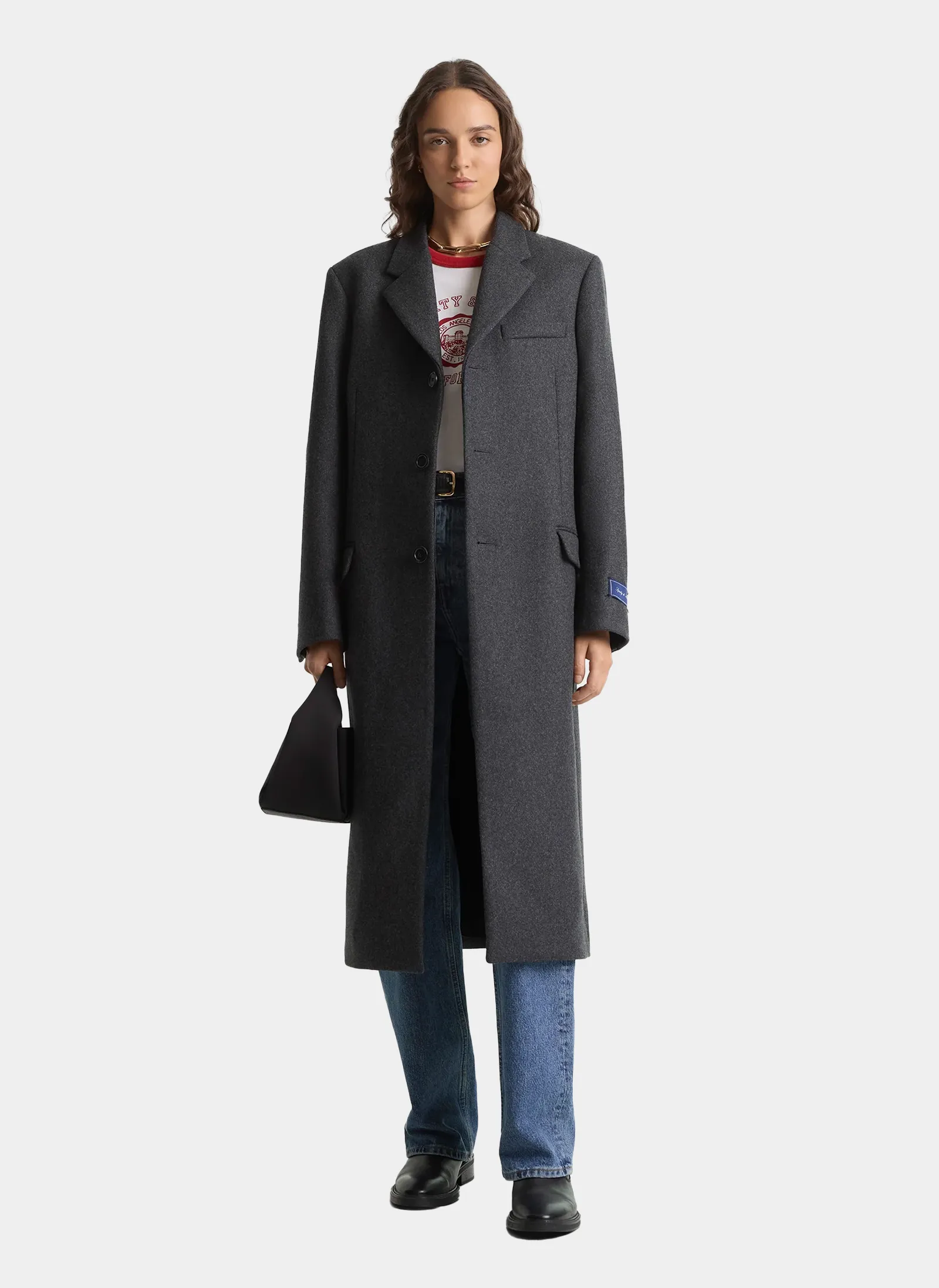 Пальто Signature Logo Structured Wool Coat Dark Grey