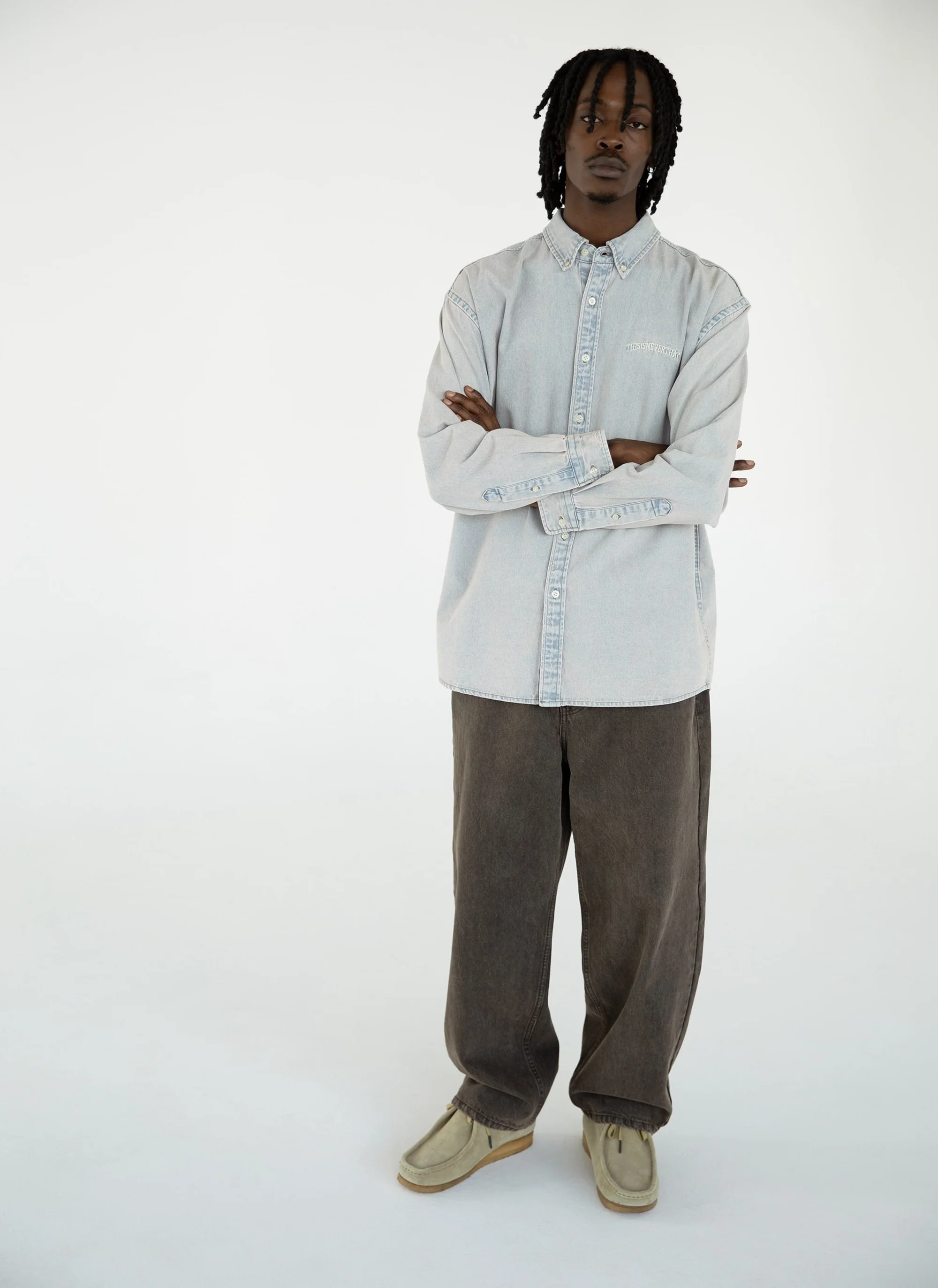 Рубашка TNT Washed Denim Shirt Lavender