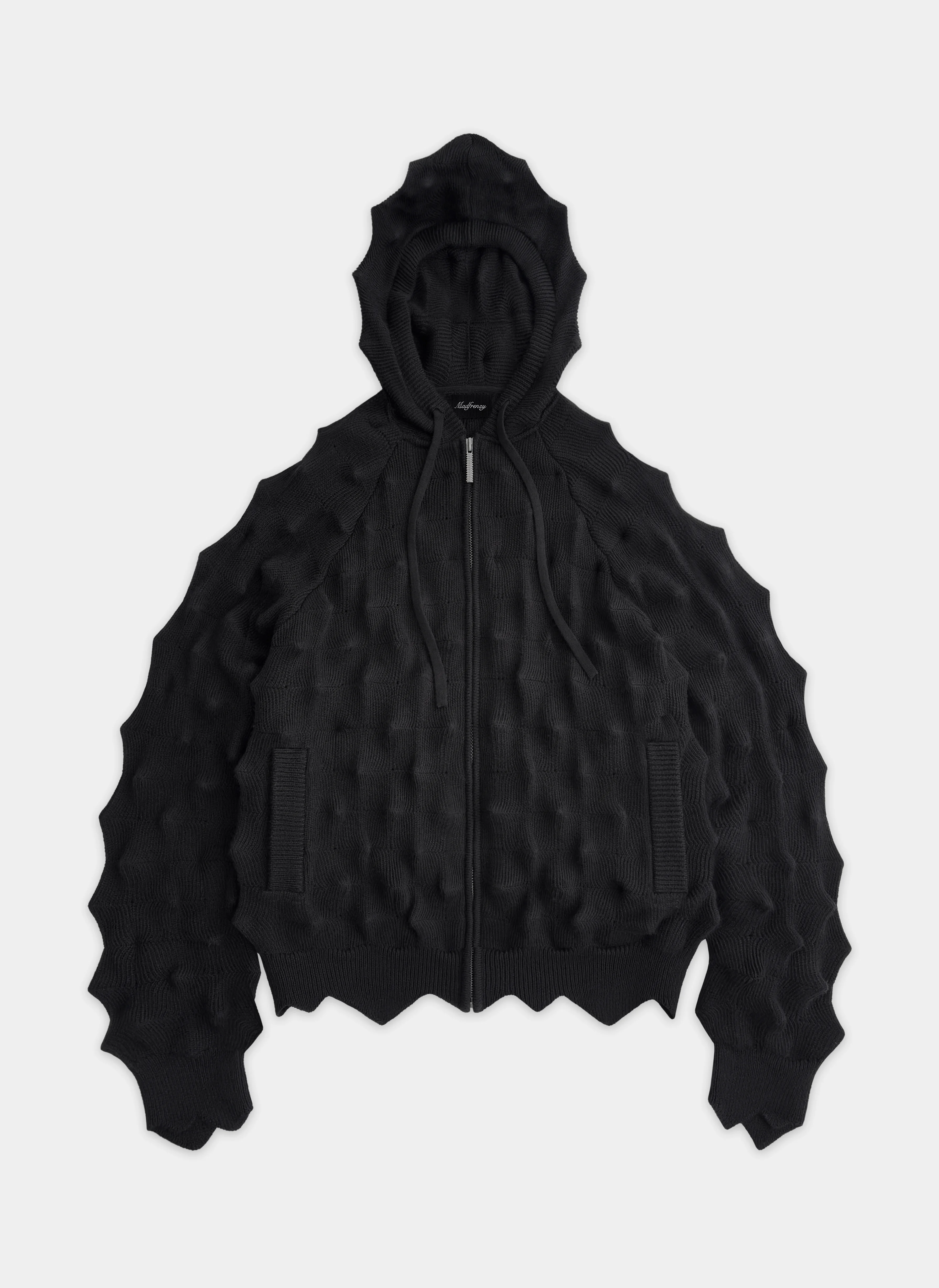 Худи на молнии Spiked Slim Zip-Up Hoodie Black