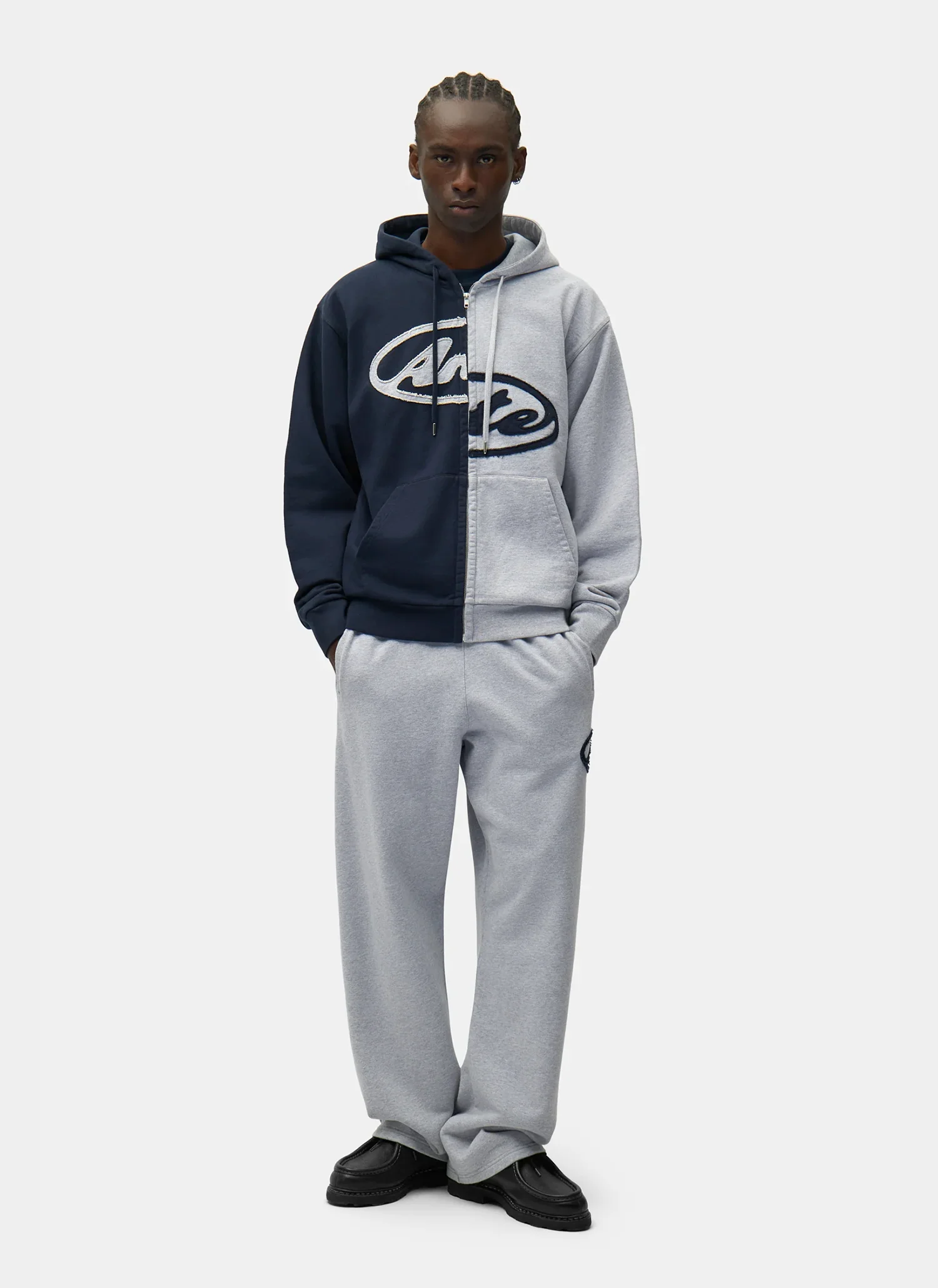 Худи на молнии Split Patch Zip Hoodie Grey