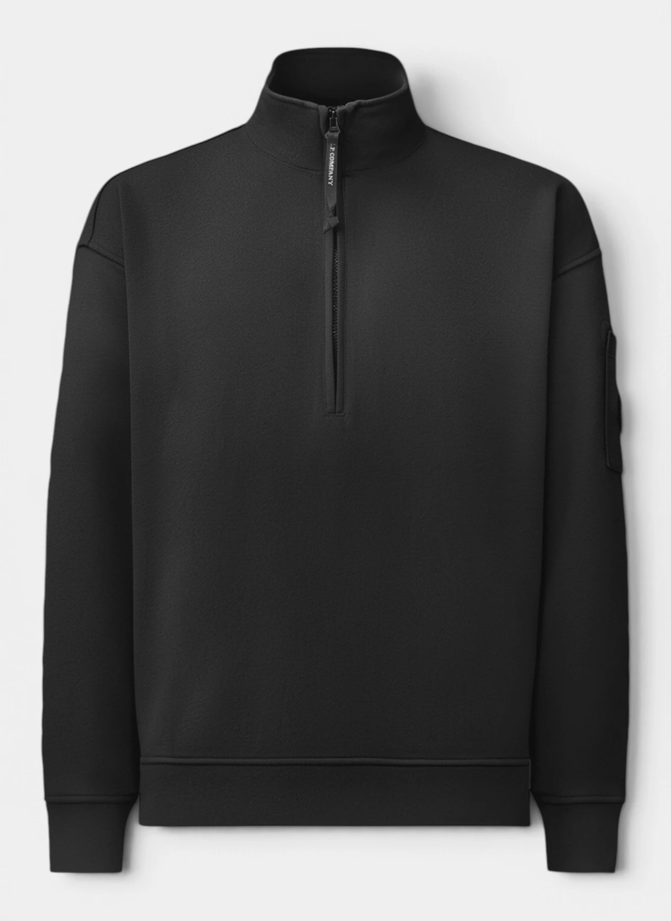 Свитшот Brushed And Emerized Diagonal Fleece Mixed Boxy Half Zip Black
