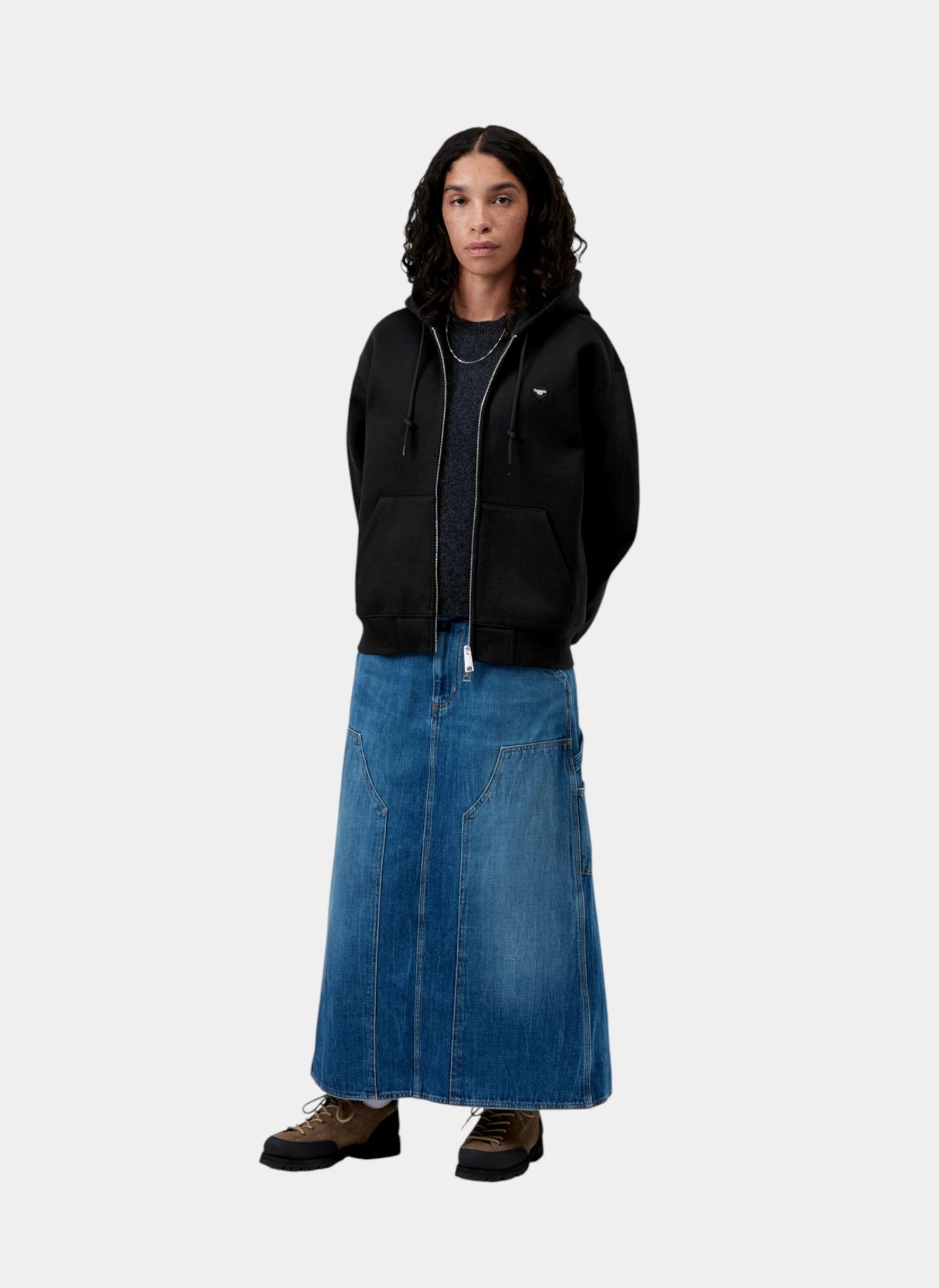 Худи на молнии женское W' HD Small Heart Patch Jkt Black / Black