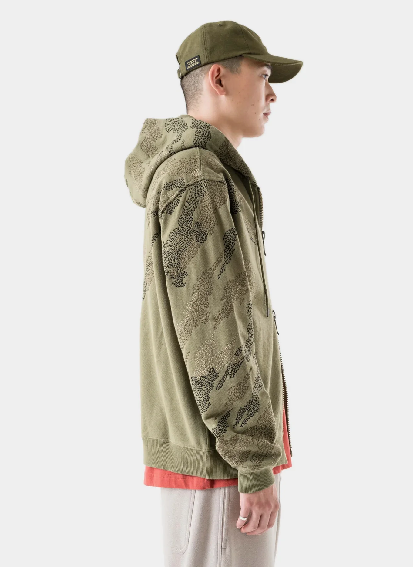 Худи на молнии Sashiko Bonsai Hooded Sweat  Olive