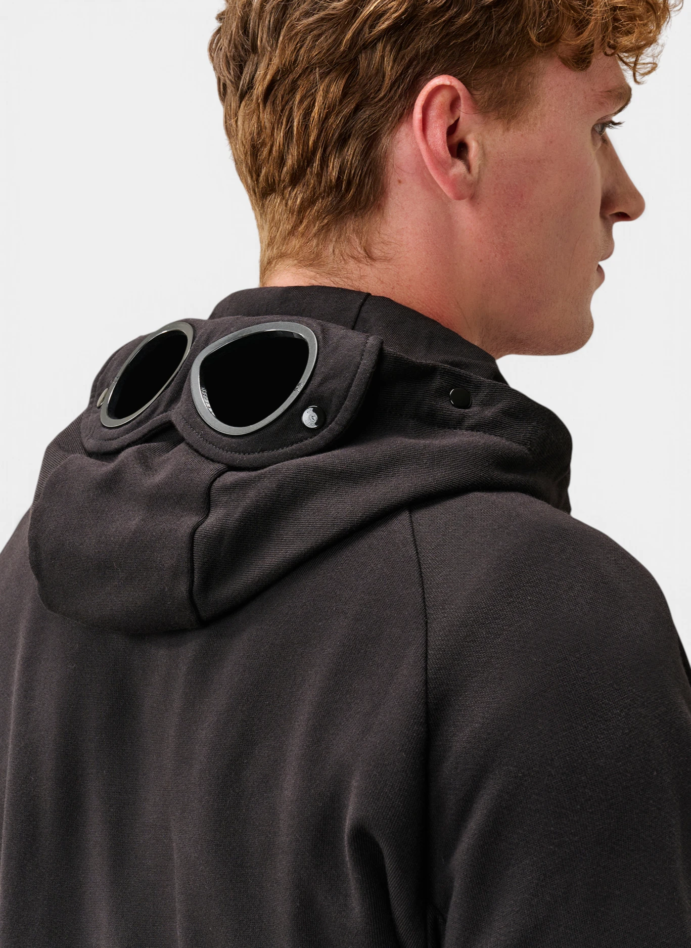 Худи на молнии Diagonal Raised Fleece Goggle Zip Sweatshirt Black