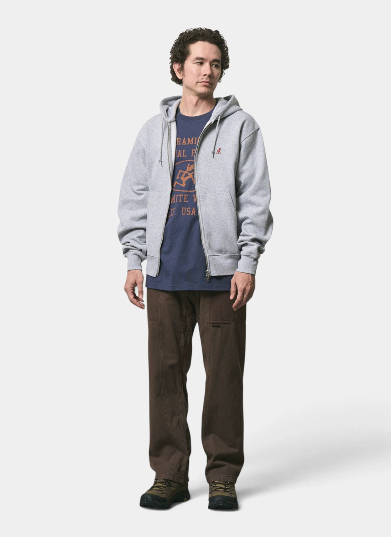 Худи на молнии One Point Zip Hooded Sweatshirt Grey