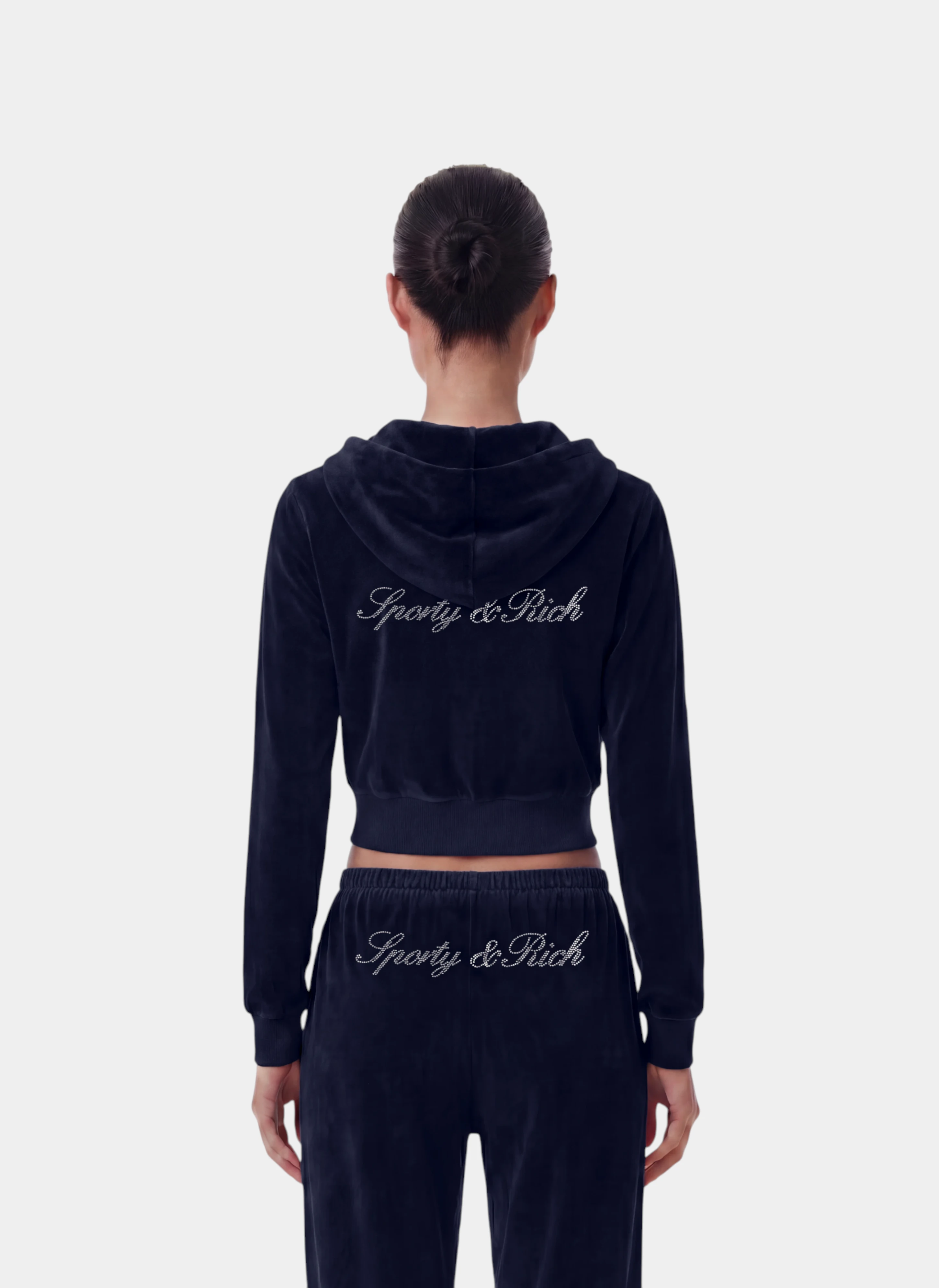 Худи на молнии Signature Logo Krystal Zip Hoodie Dark Navy/Crystal