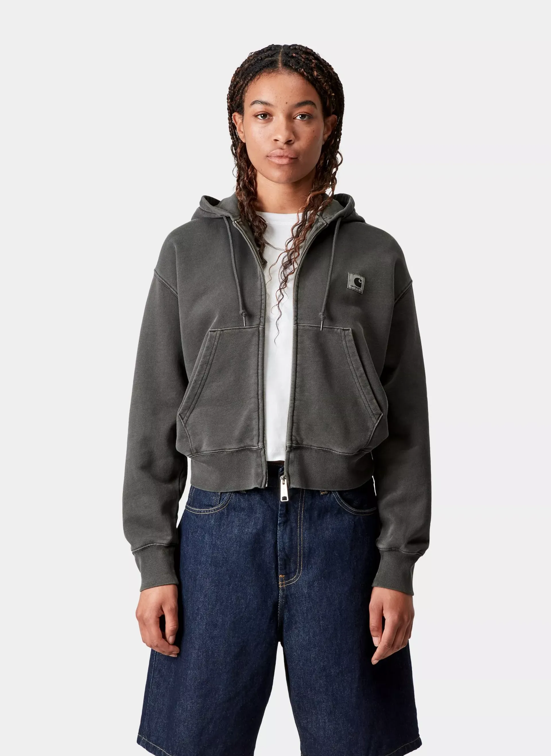 Худи на молнии женское W' Hooded Nelson Jacket Black (Garment Dyed)