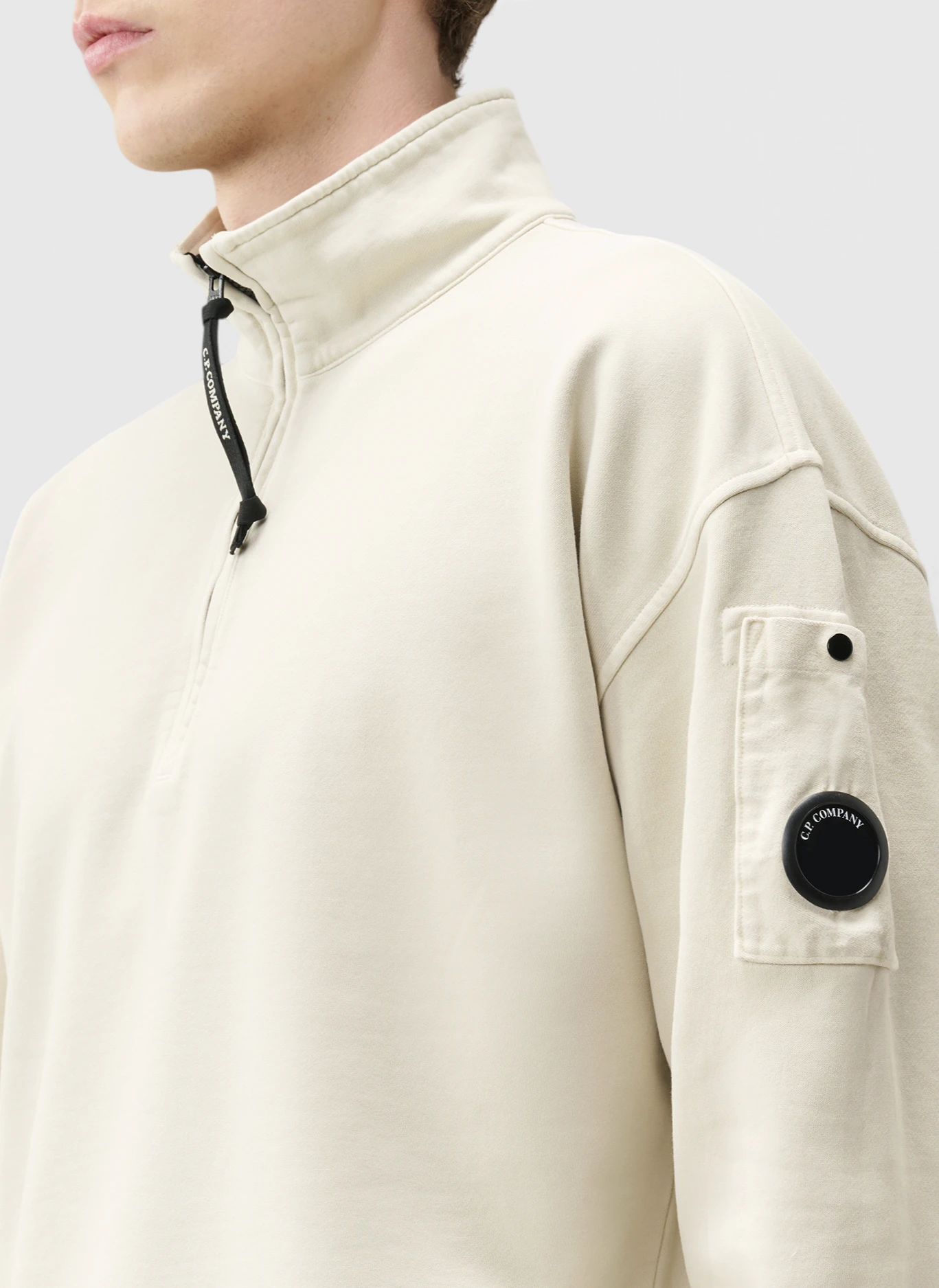 Свитшот Brushed And Emerized Diagonal Fleece Mixed Boxy Half Zip Silver Birch