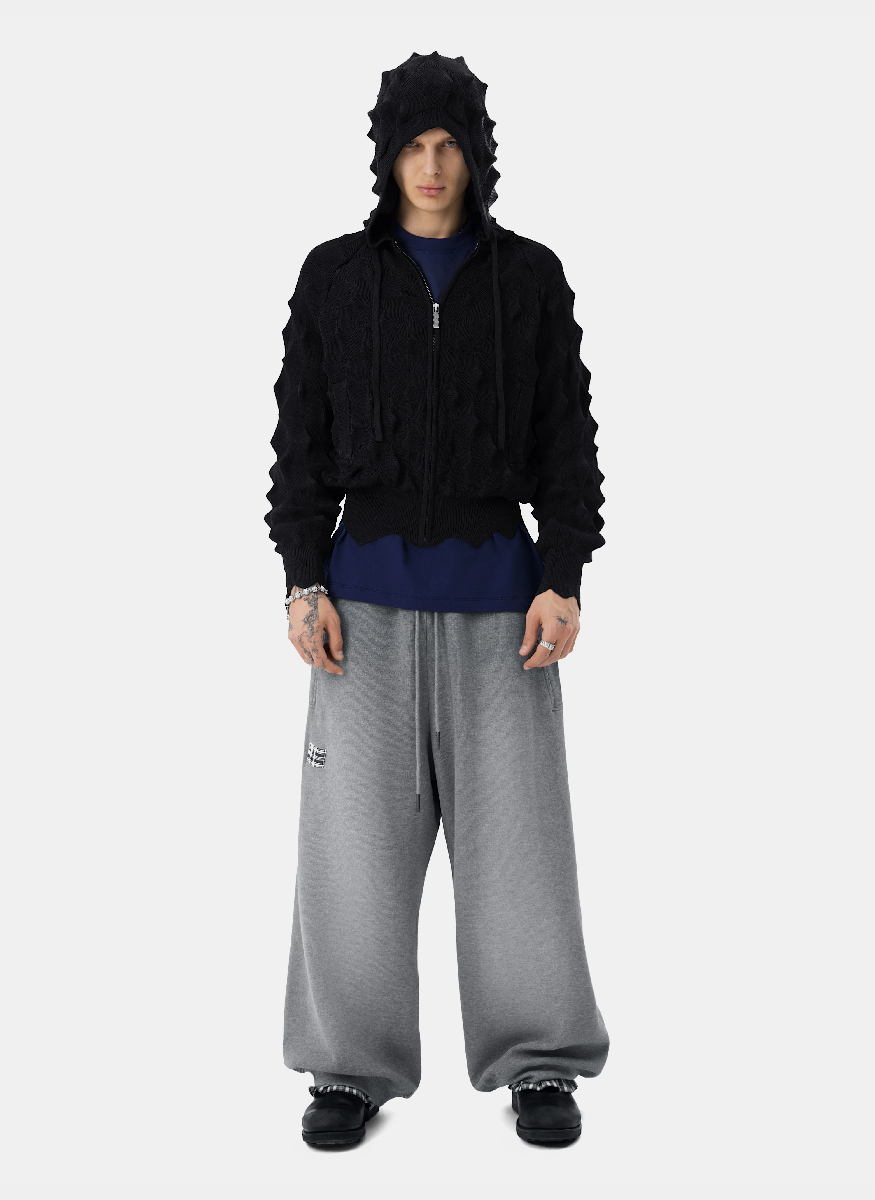 Худи на молнии Spiked Slim Zip-Up Hoodie Black