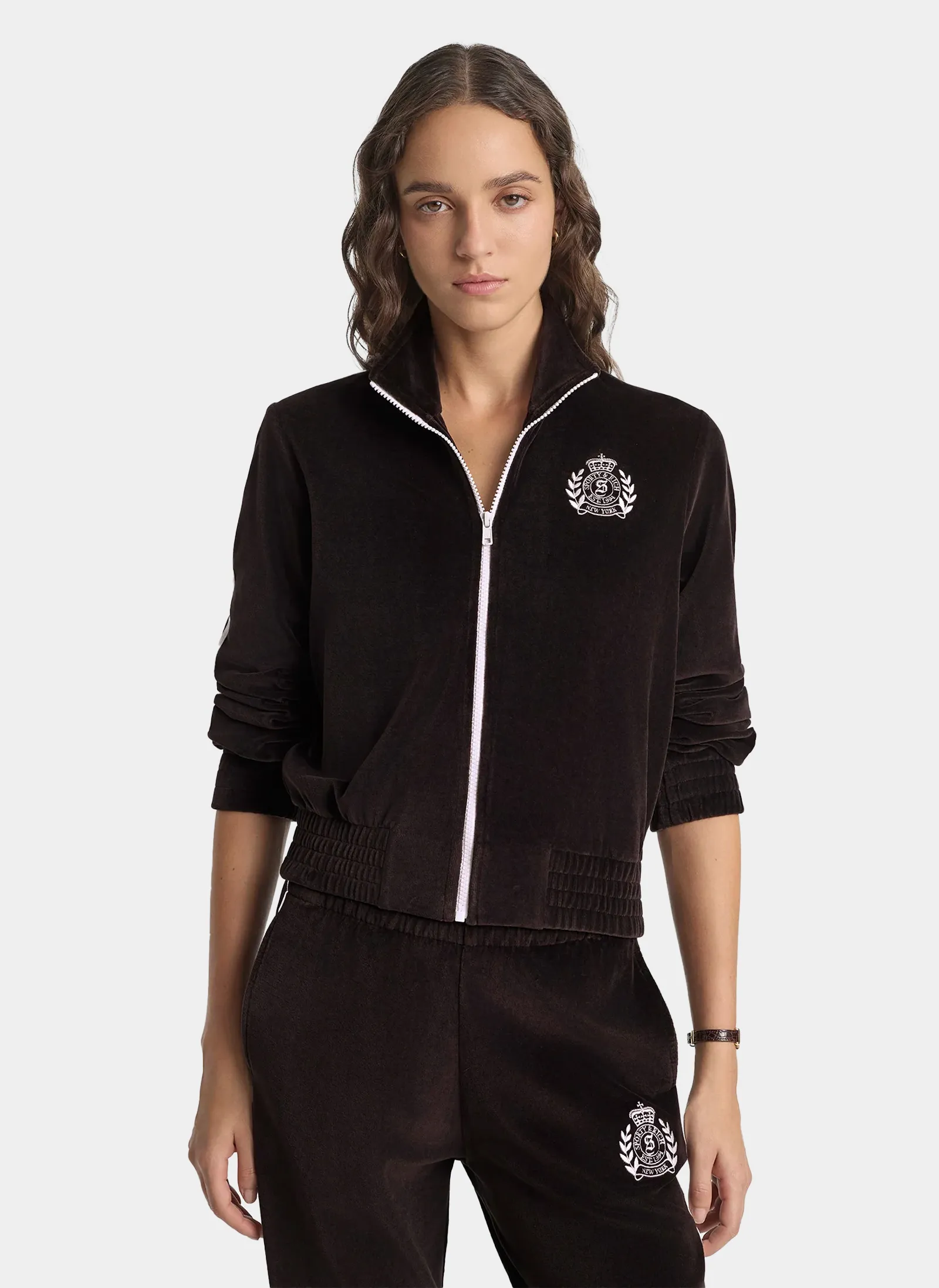 Олимпийка NY Crest Elio Velour Track Jacket Chocolate