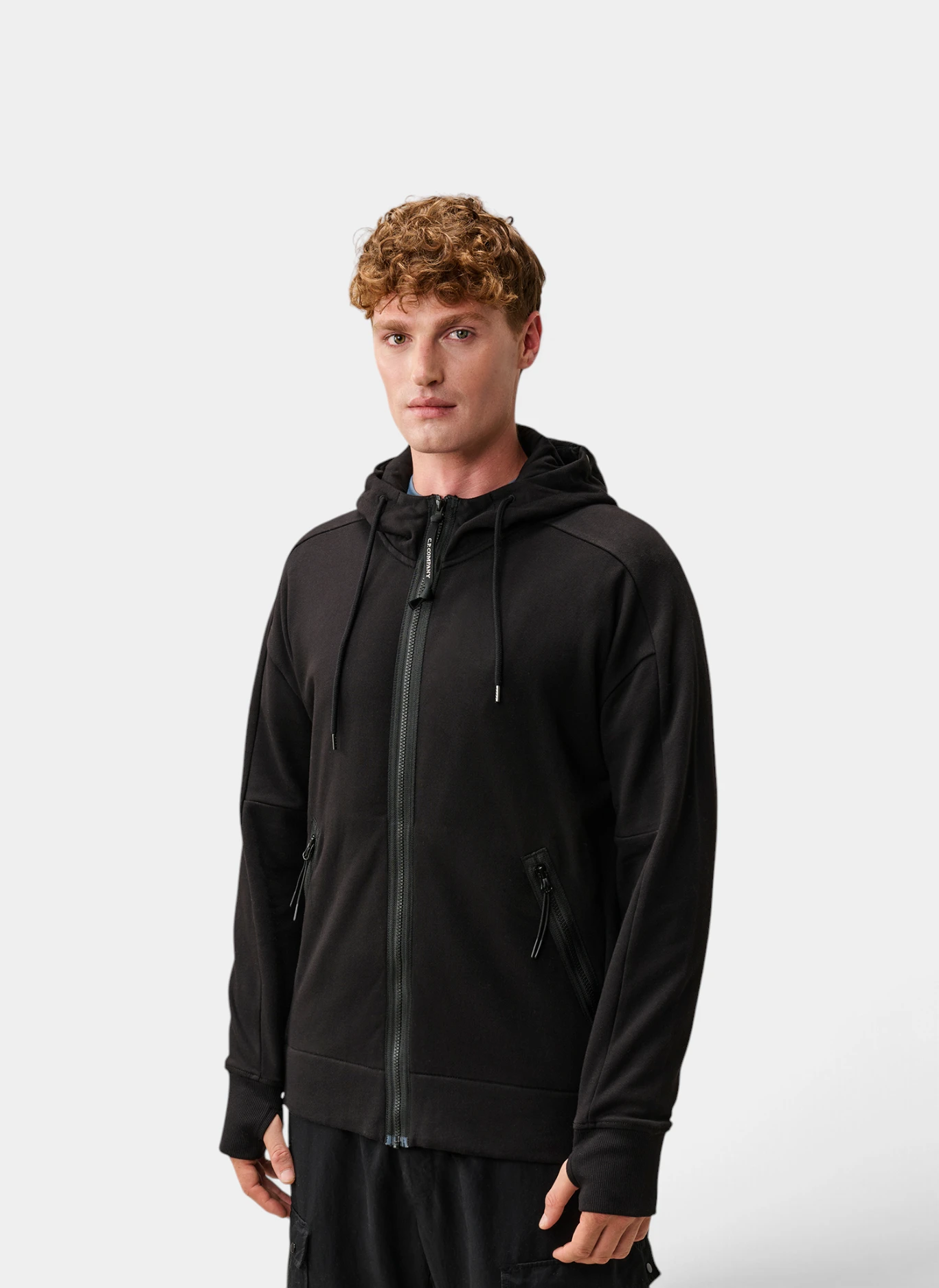 Худи на молнии Diagonal Raised Fleece Goggle Zip Sweatshirt Black