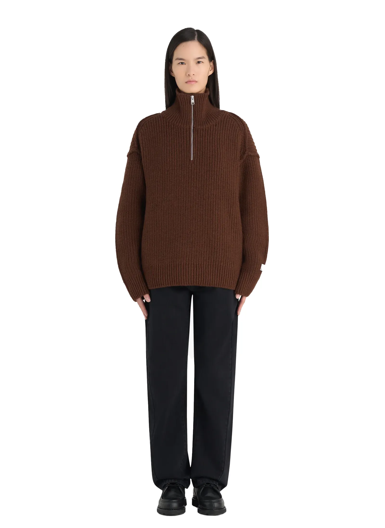 Свитер Military Rib Half Zip Dark Brown