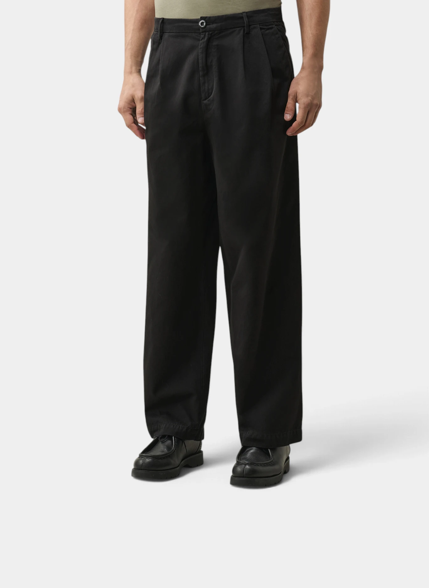Брюки Cotton Gabardine Boxy Pleats Pants Black