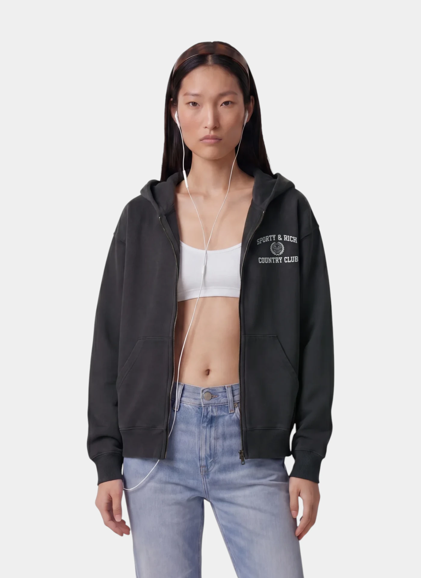 Худи на молнии Varsity Crest Zip Hoodie Carbon