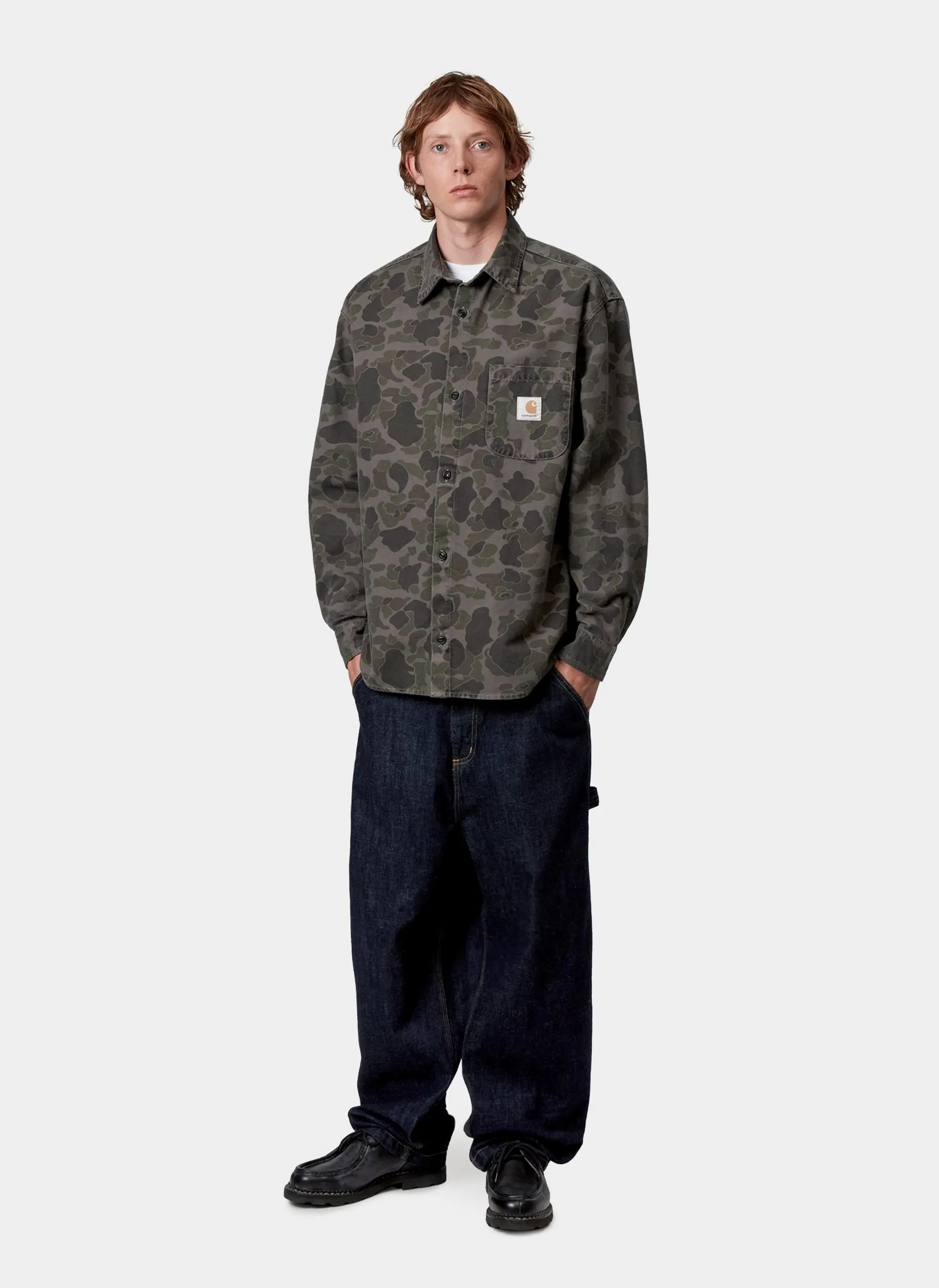 Рубашка L/S Duck Shirt Camo Duck, Green / Porphyry (Garment Dyed)