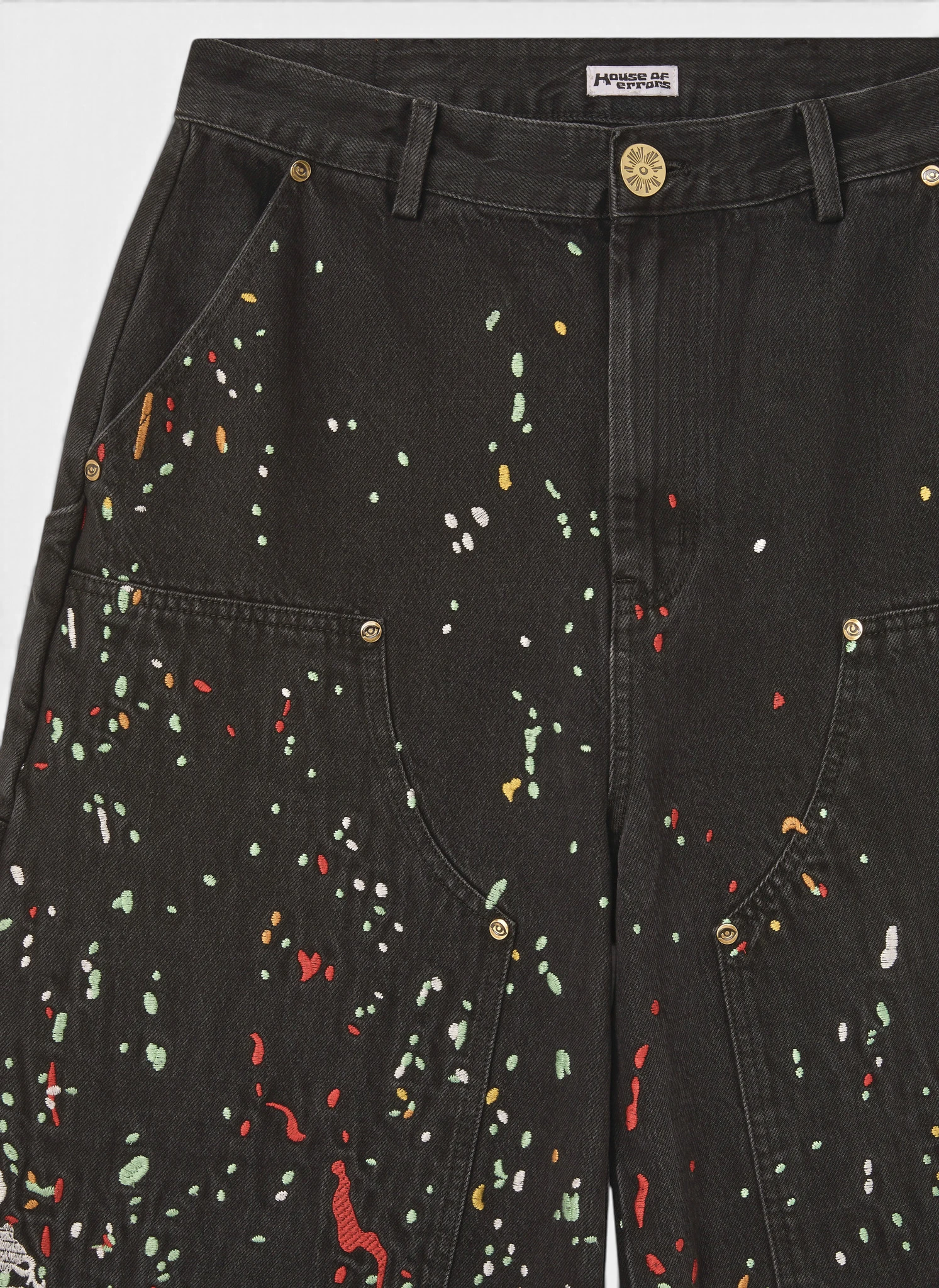 Джинсы Embroidered Carpenter Jeans Faded Black