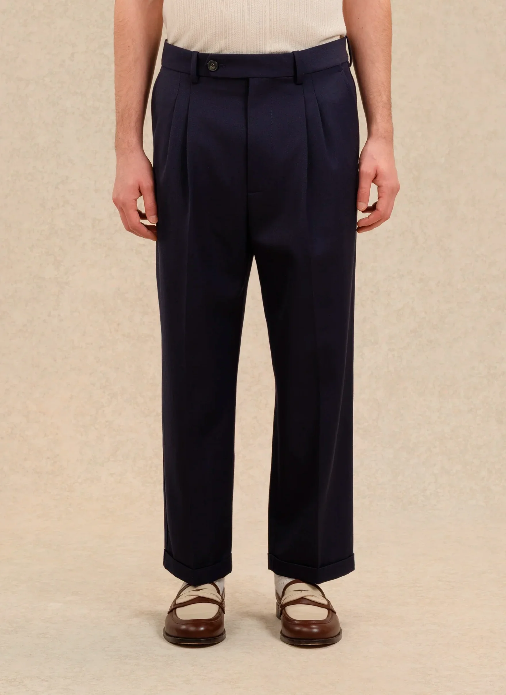 Брюки a Plis Cropped Laine Navy