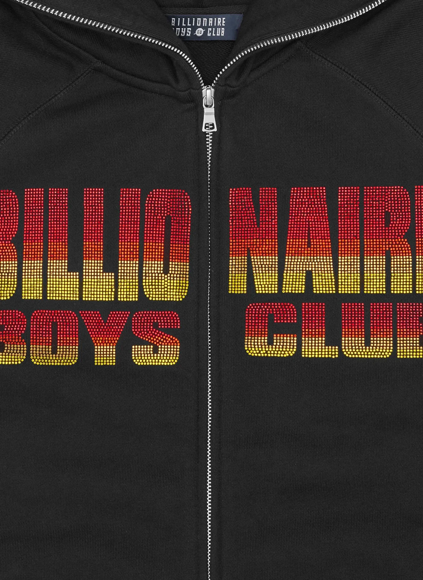 Худи на молнии Straight Logo Gradient Diamonte Popover Hood Black