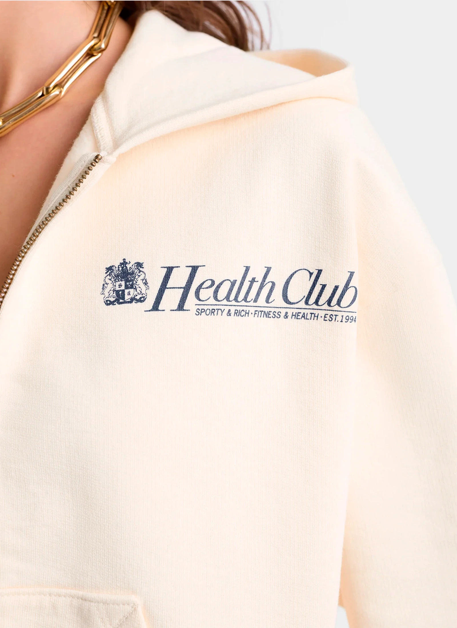 Худи на молнии женское Lion Health Cropped Zip Hoodie Cream