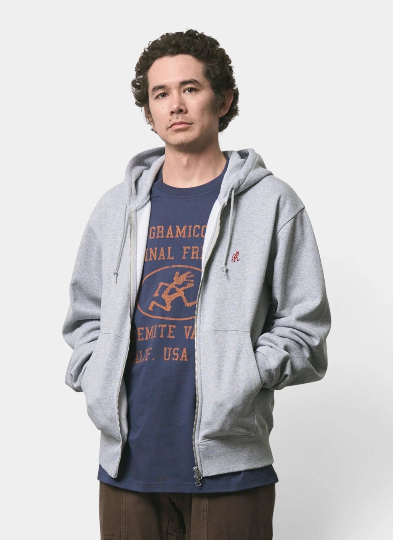 Худи на молнии One Point Zip Hooded Sweatshirt Grey