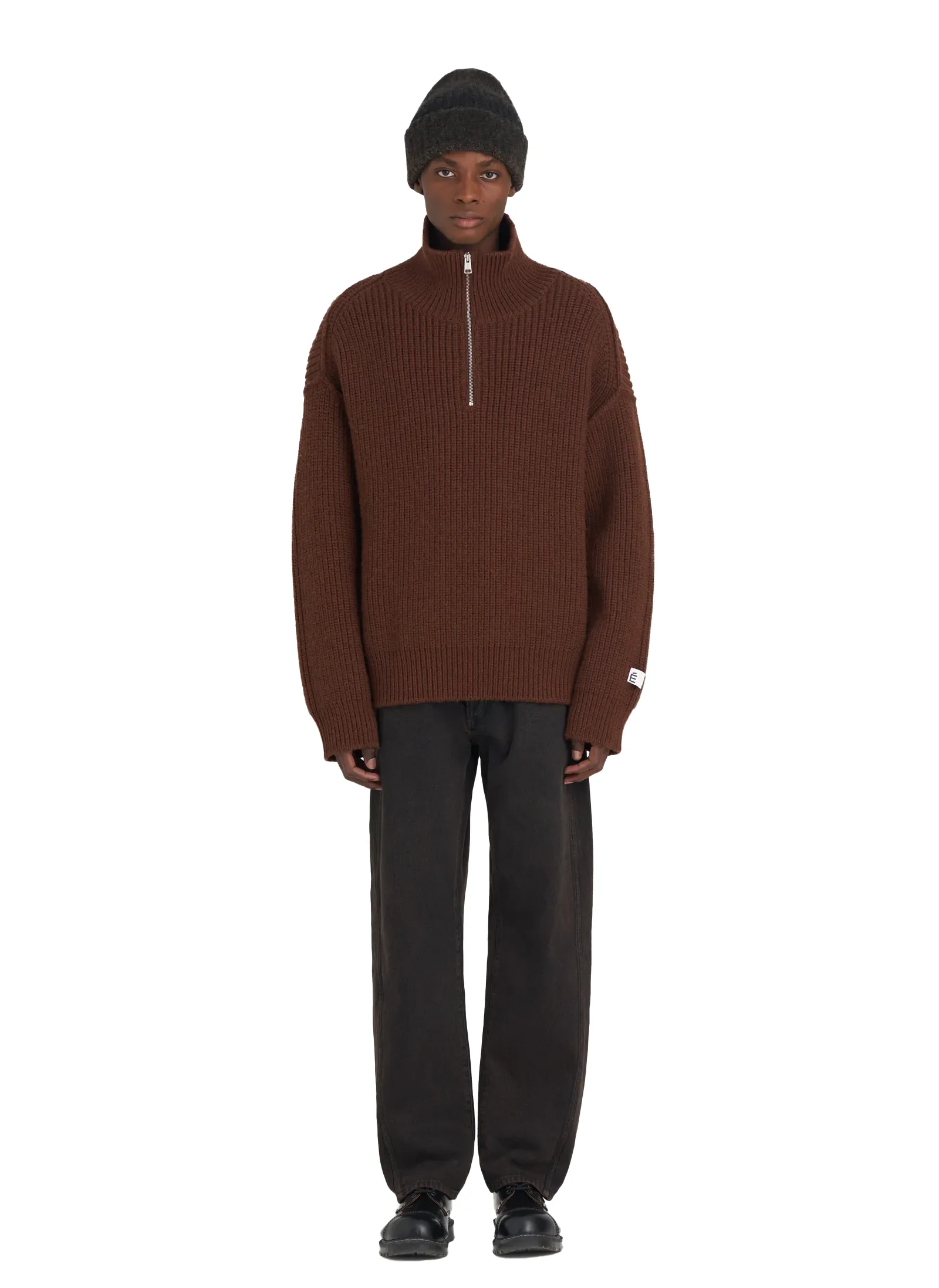 Свитер Military Rib Half Zip Dark Brown