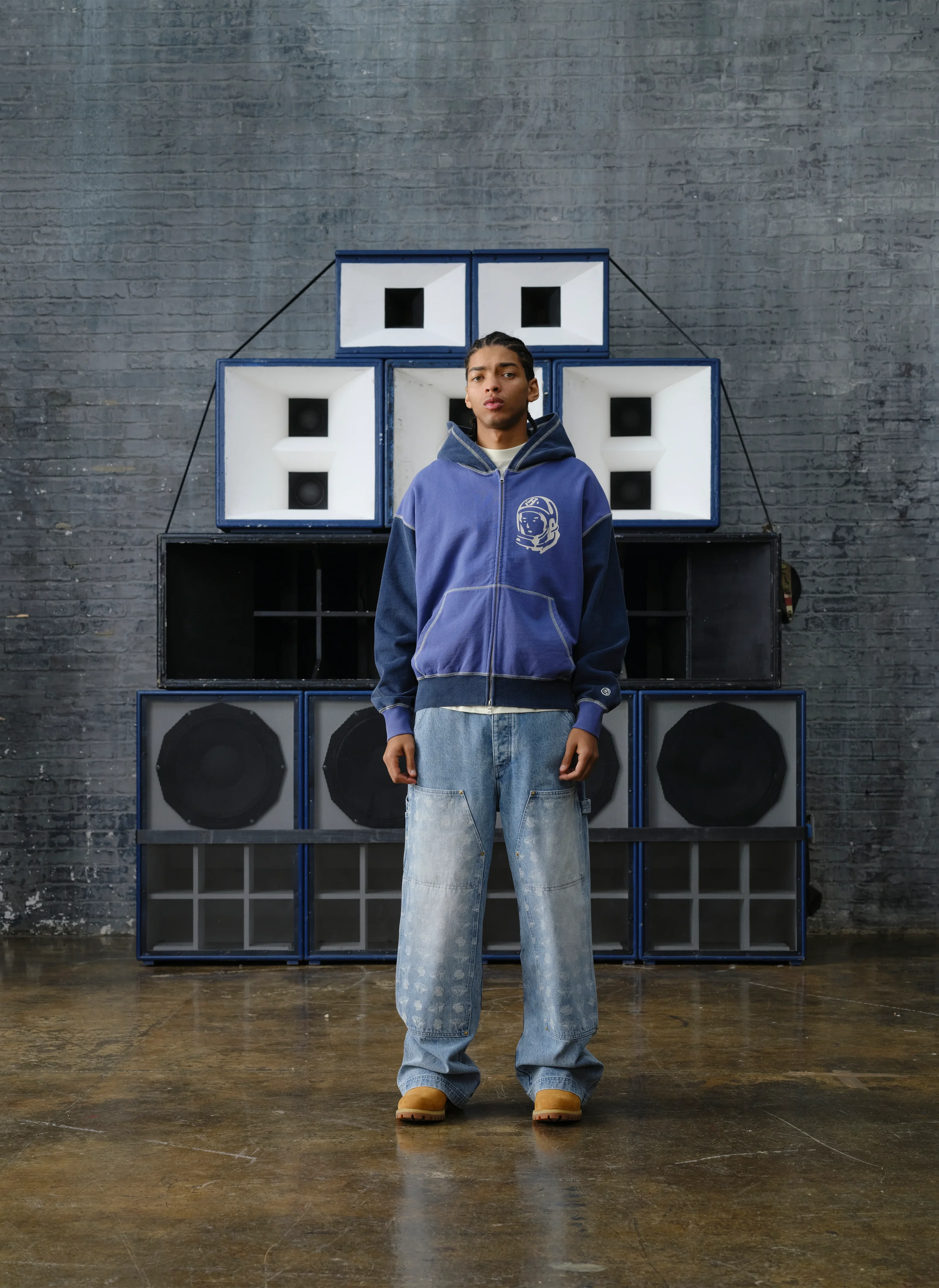 Худи На Молнии Indigo Oversized College Zip Through Indigo