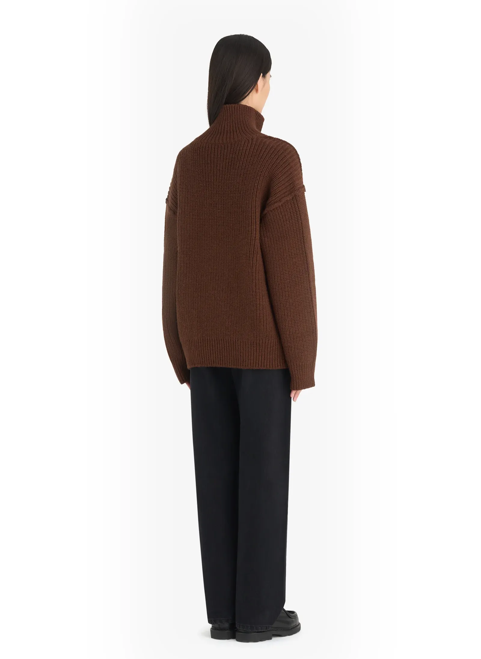 Свитер Military Rib Half Zip Dark Brown