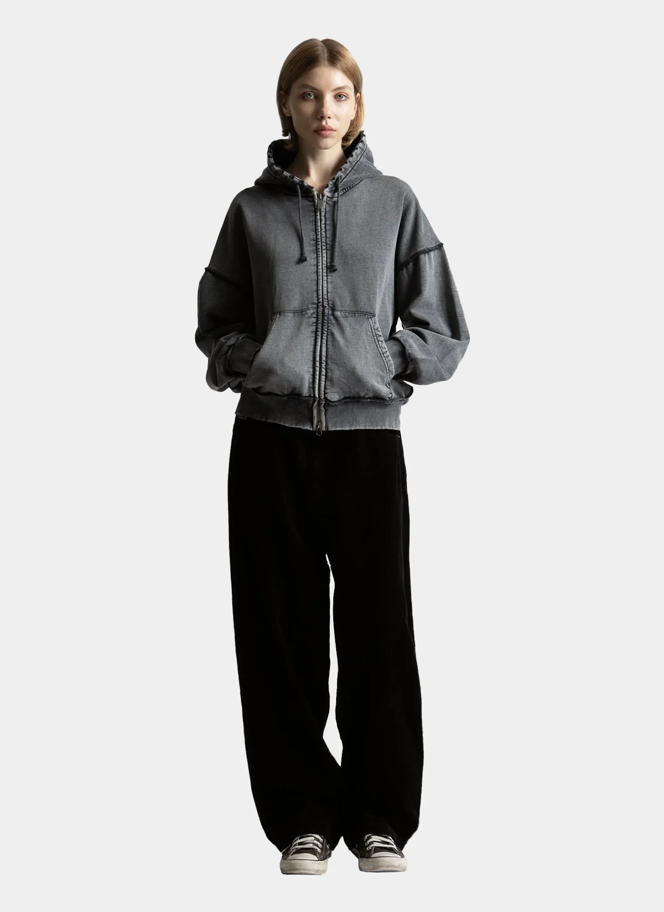 Худи на молнии Kingdom Curve Faded Zip Hoodie Faded Black