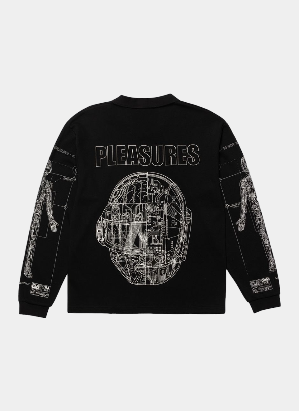 Поло Pleasures x Daft Punk Schematic Long Sleeve Polo Black