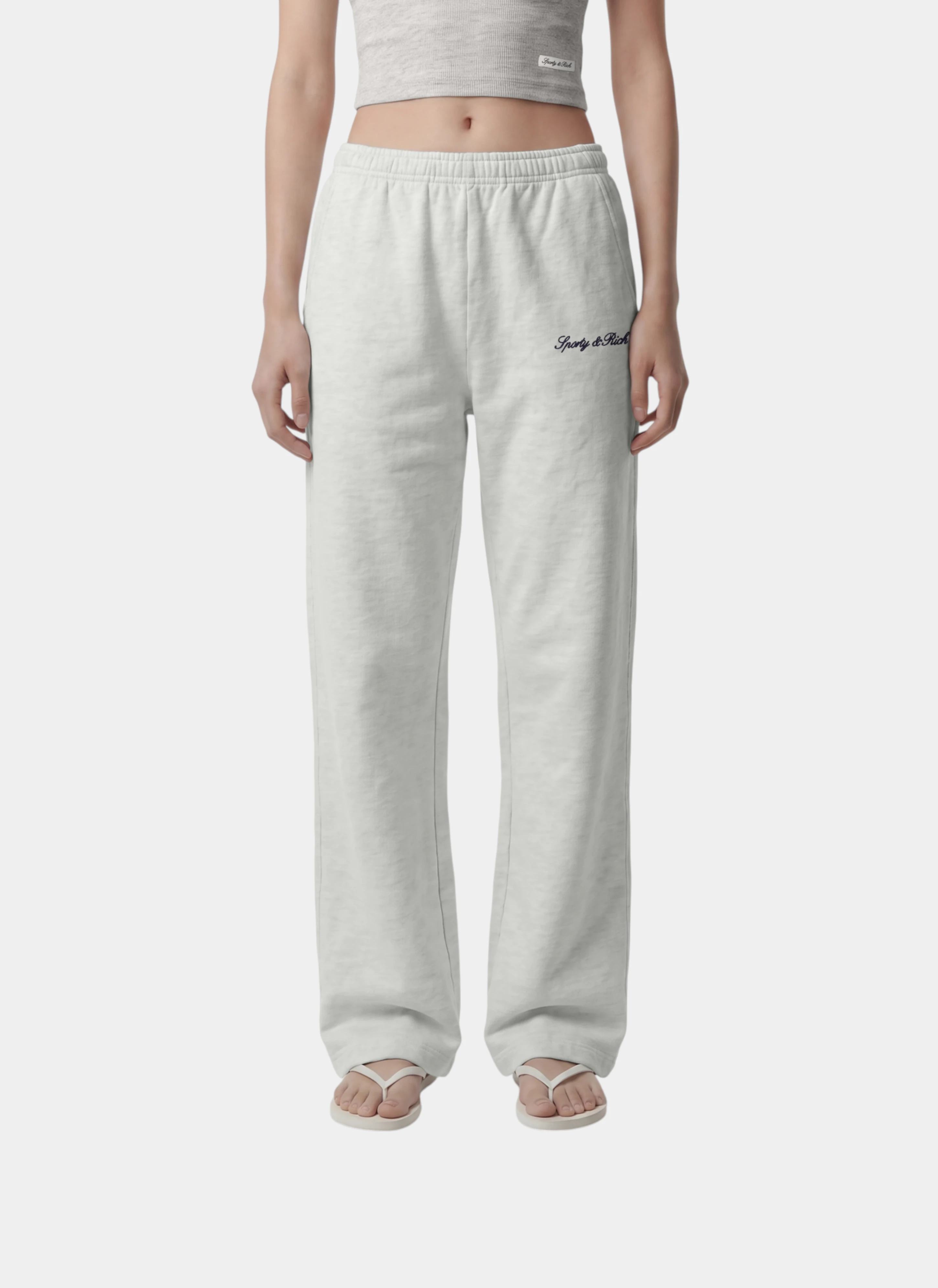 Брюки Signature Logo Embroidered Wide Sweatpant Heather Gray/Light Navy