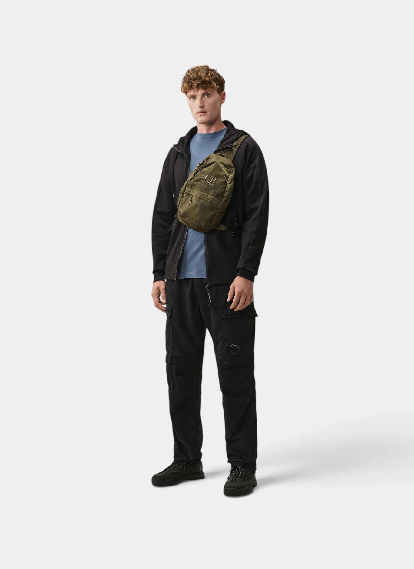 Худи на молнии Diagonal Raised Fleece Goggle Zip Sweatshirt Black
