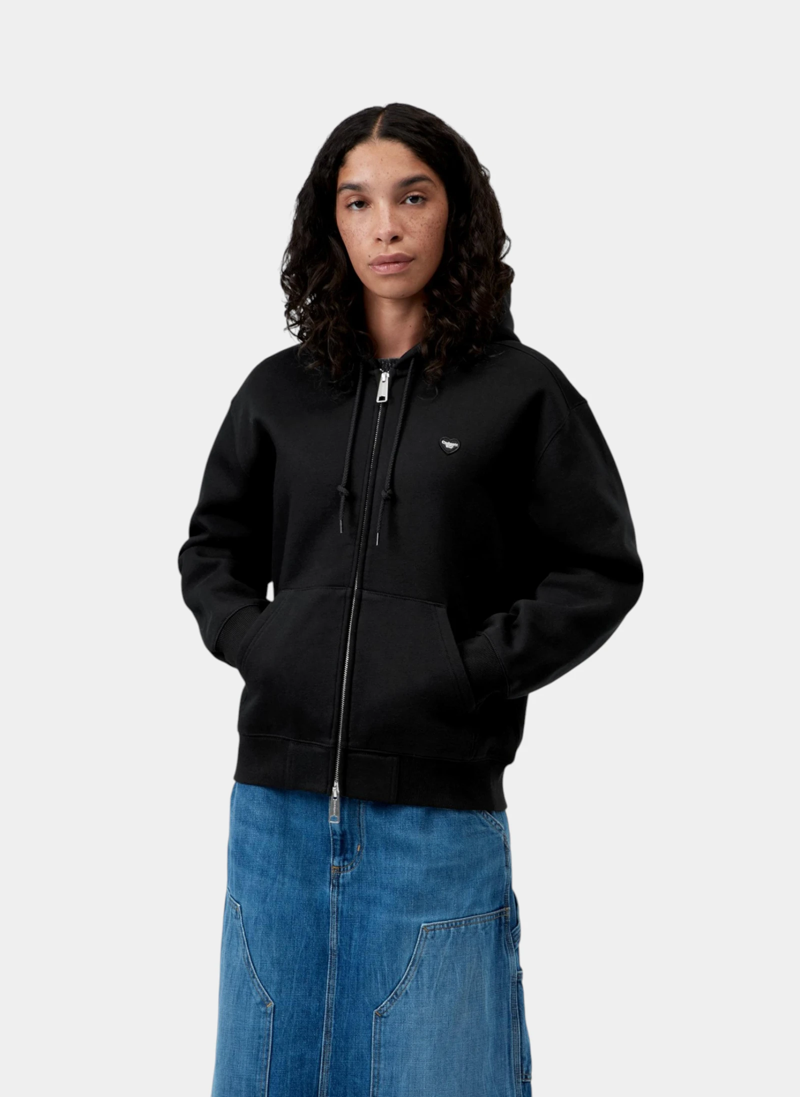 Худи на молнии женское W' HD Small Heart Patch Jkt Black / Black
