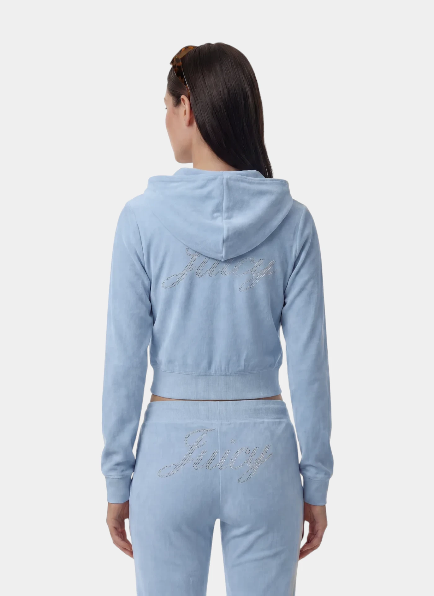 Худи на молнии Juicy Script Velour Zip Hoodie Sky Blue