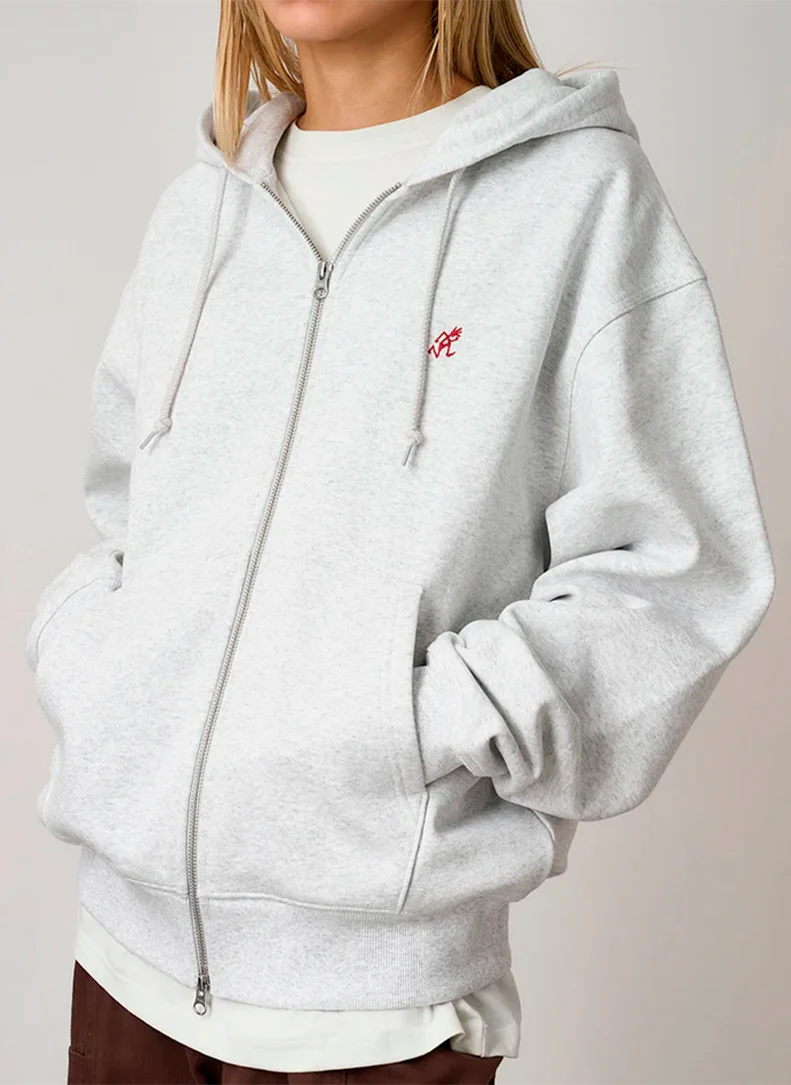 Худи на молнии One Point Zip Hooded Sweatshirt Heather Ash