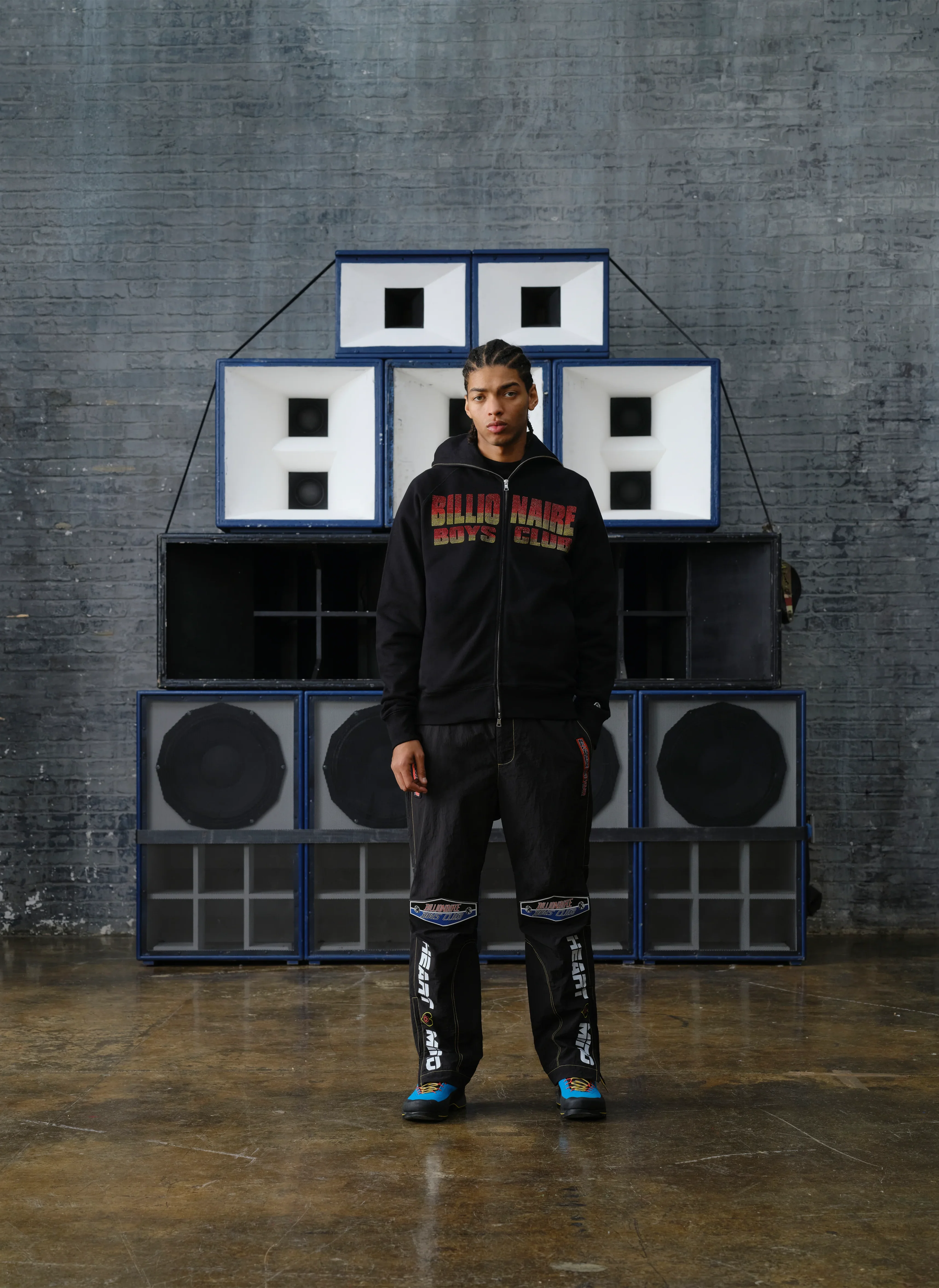 Худи на молнии Straight Logo Gradient Diamonte Popover Hood Black