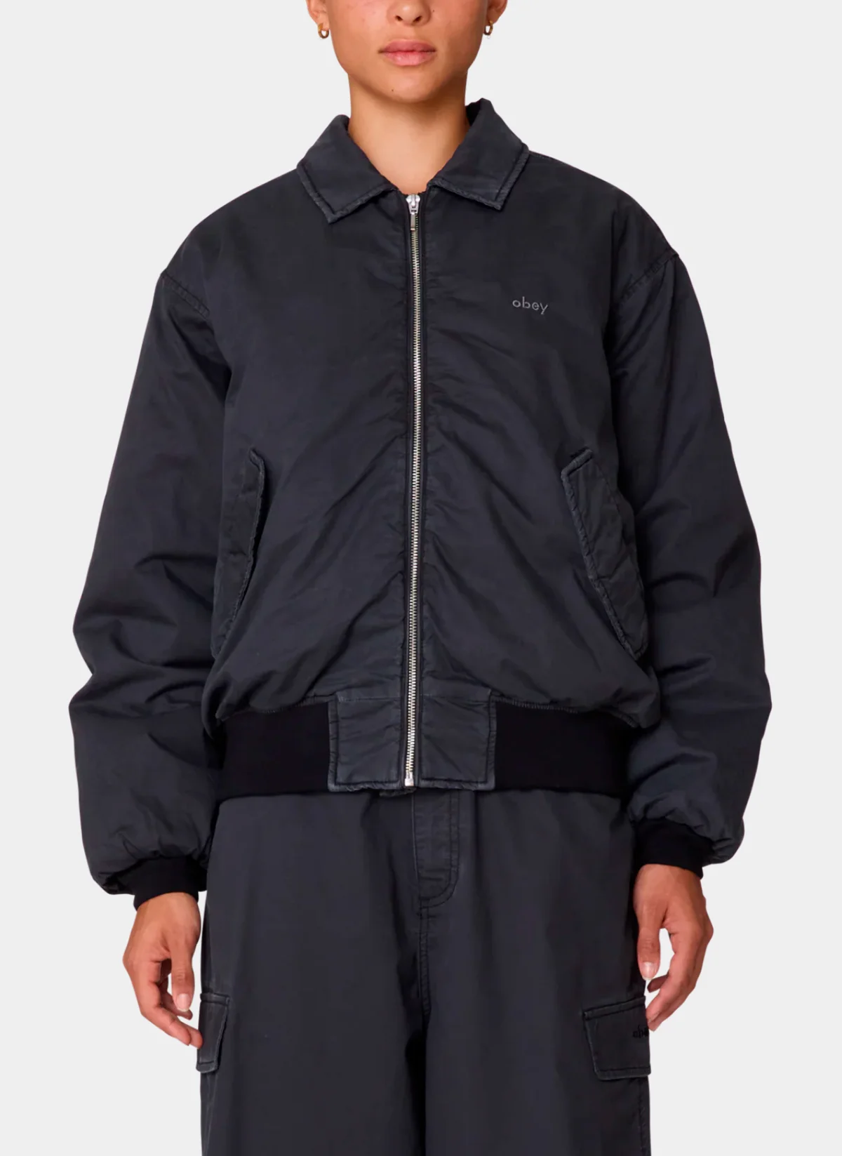 Бомбер Florien Bomber Black Faded Wash