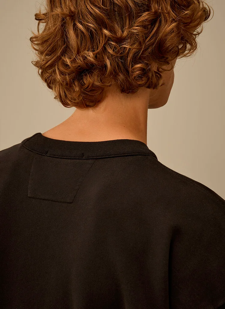 Свитшот Brushed and Emerized Diagonal Fleece Boxy Crewneck Sweatshirt Black