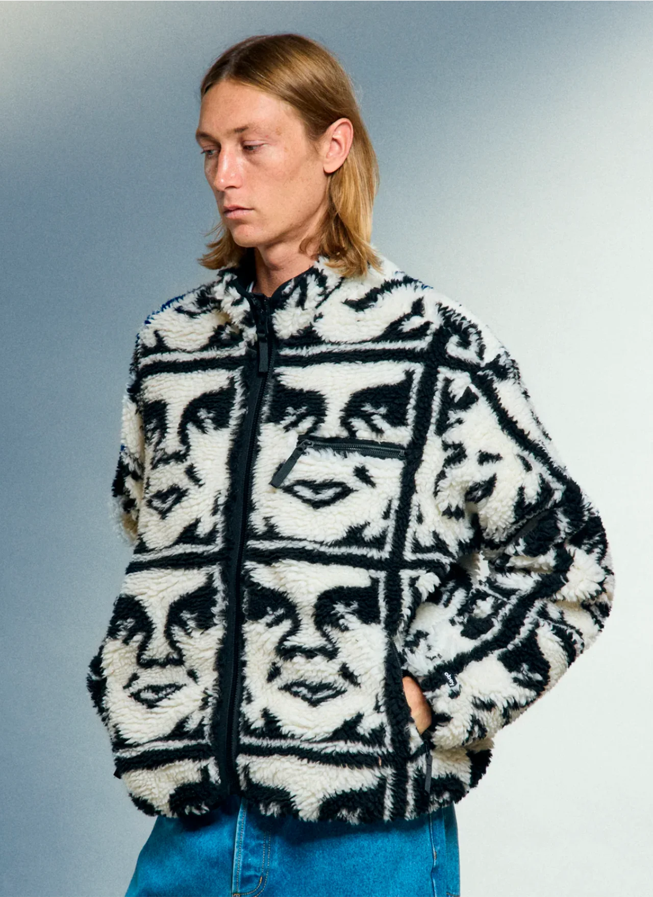 Куртка Obey Repeated Icon Sherpa Jacket Black Multi