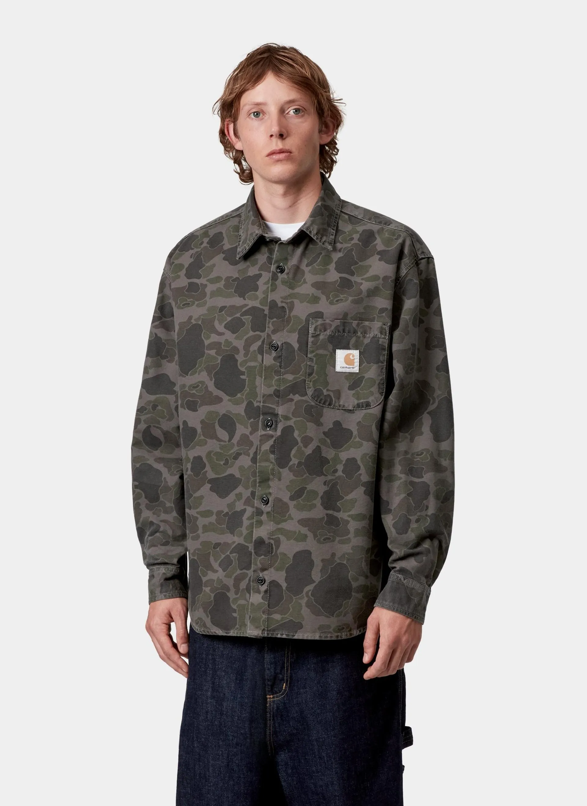 Рубашка L/S Duck Shirt Camo Duck, Green / Porphyry (Garment Dyed)