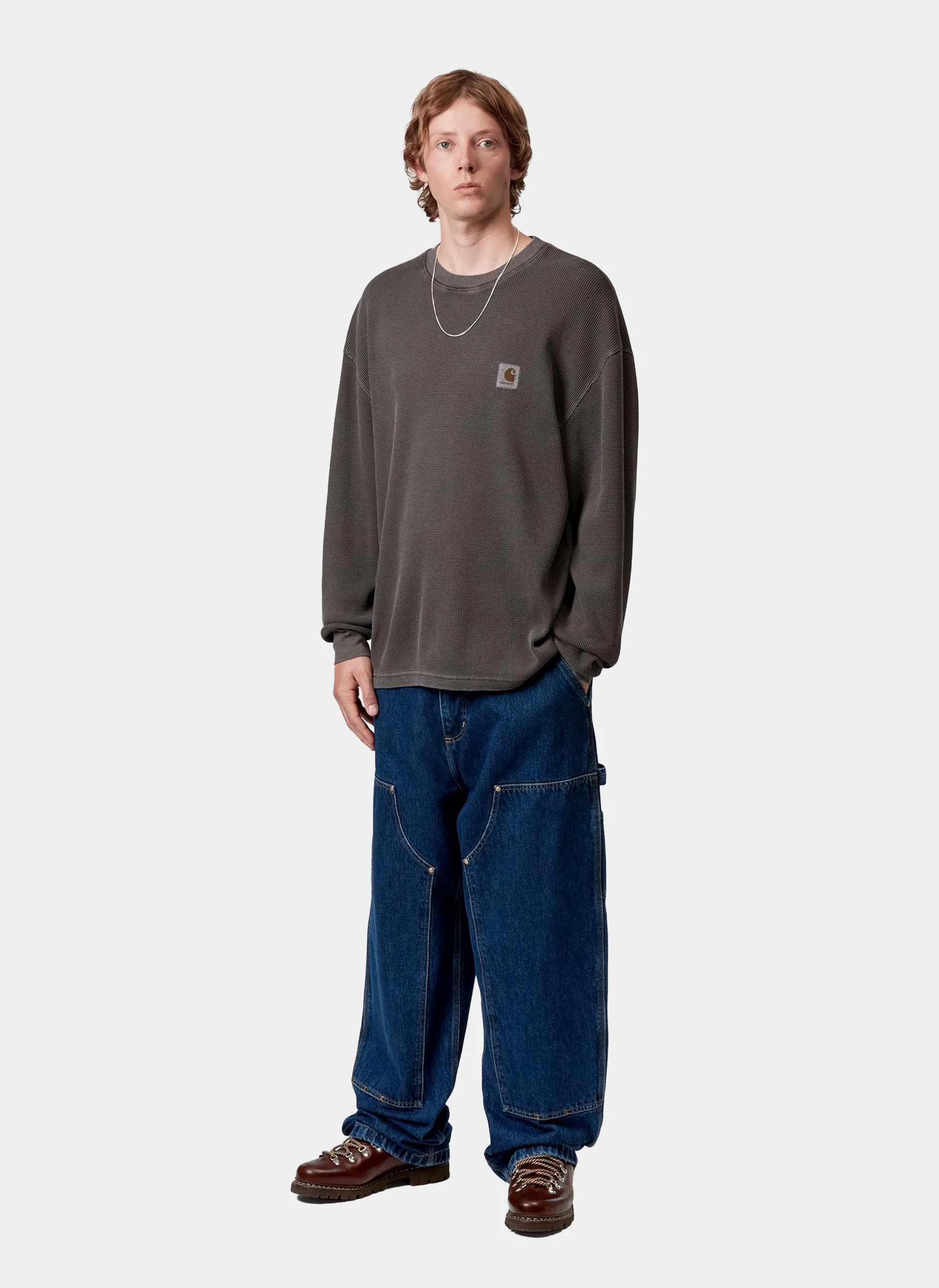 Лонгслив L/S Vista Waffle T-Shirt Black (Garment Dyed)