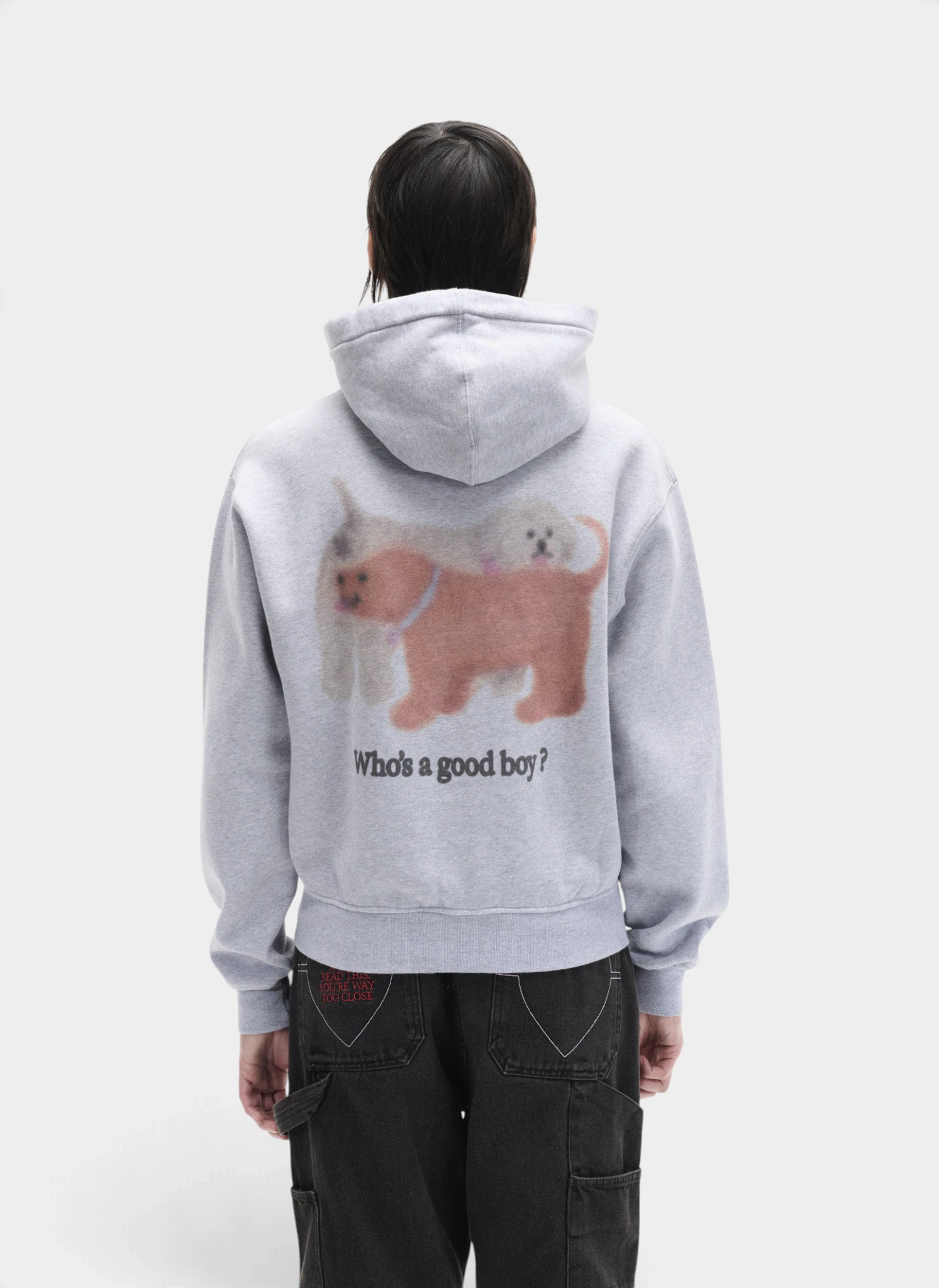 Худи на молнии Who's a good boy? Zip Hoodie Melange Grey