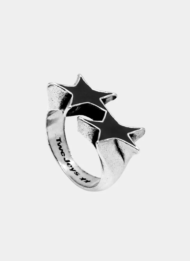 Кольцо Icon Black Enameled Single Ring Silver