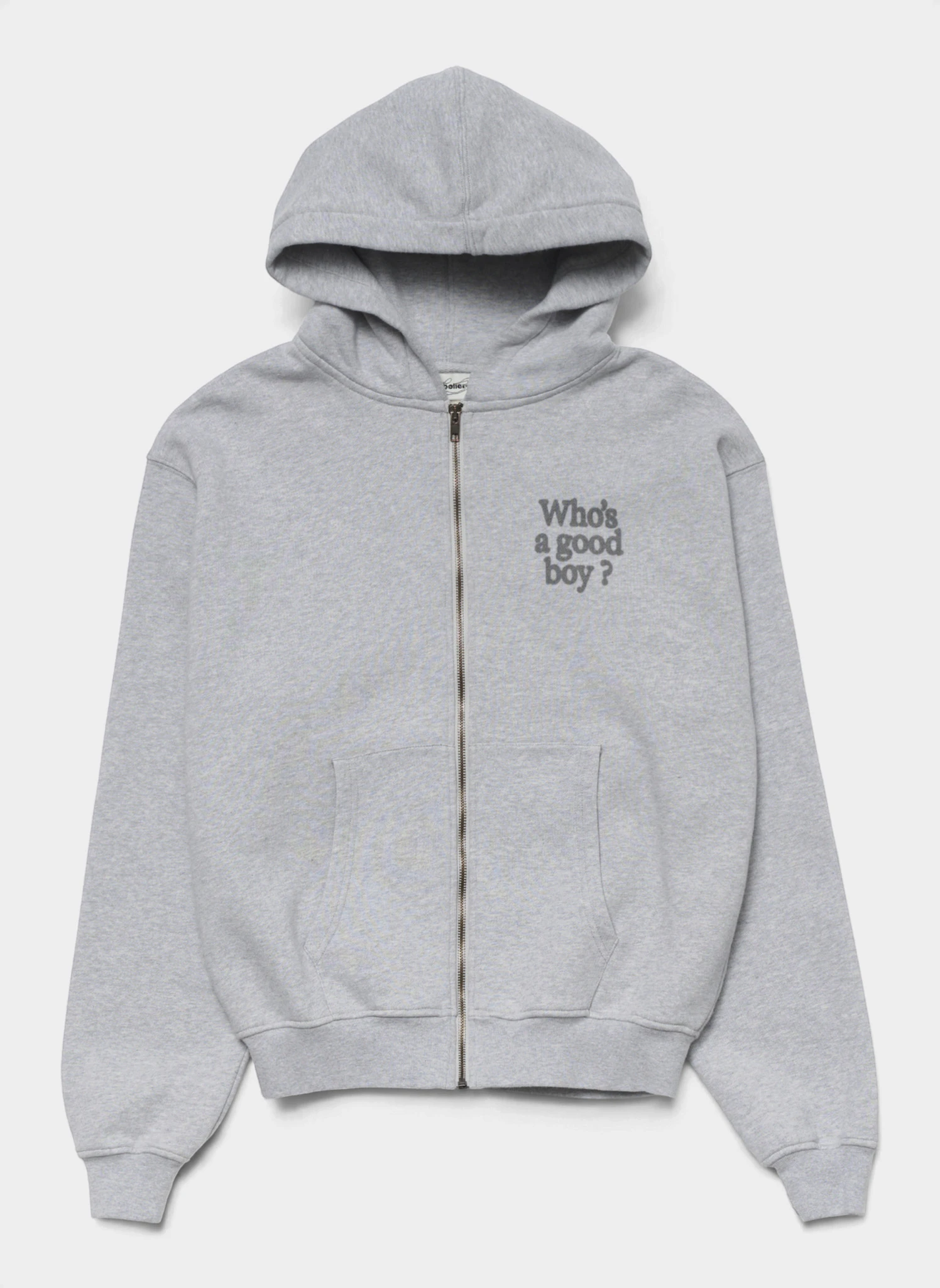 Худи на молнии Who's a good boy? Zip Hoodie Melange Grey