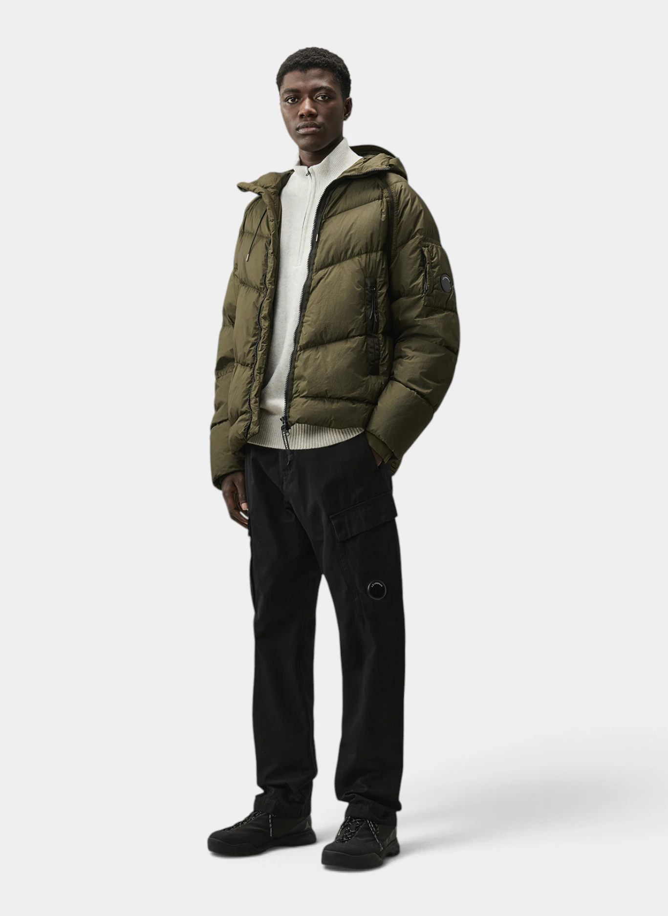 Брюки Emerized Cotton Micro Weave No Side Seam Loose Cargo Pants Black