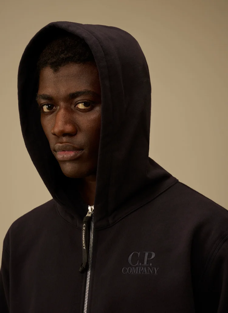 Худи на молнии Diagonal Raised Fleece Zip Hooded Sweatshirt Black