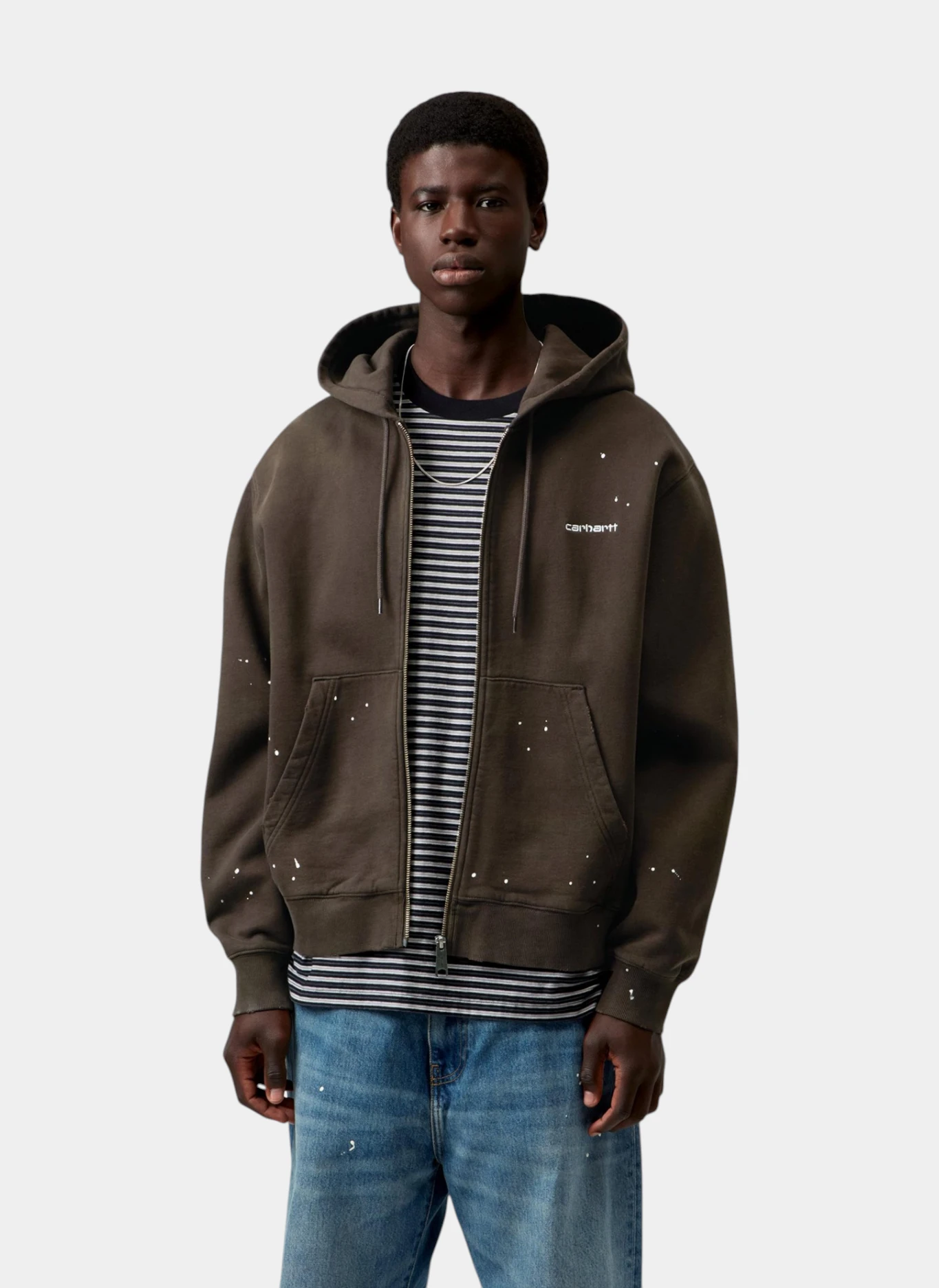 Худи на молнии Hooded Painter Jacket Tobacco (Destroy Wash, Splatter)