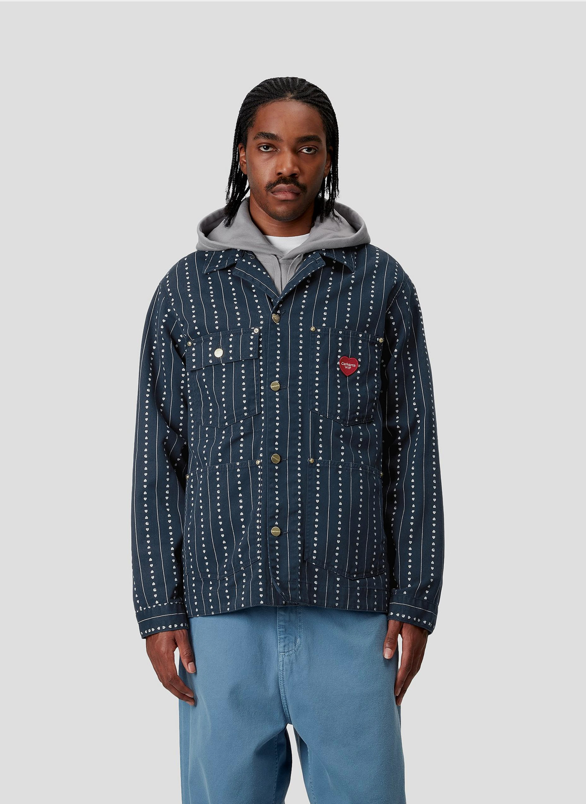 Куртка ‘Drewe Chore Coat’ HEART C PINSTRIPE, INK / NATURAL (RINSED)